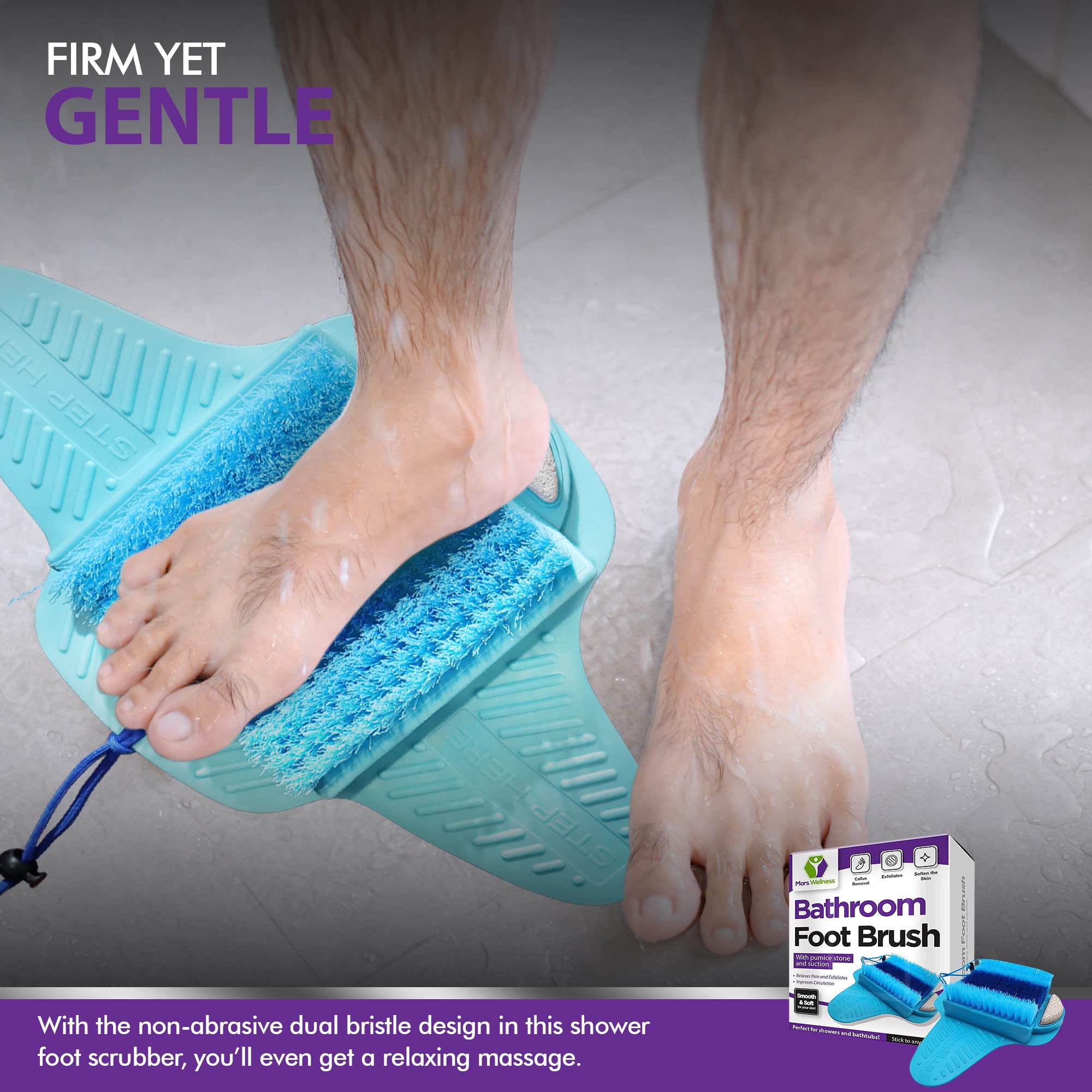 Mars Wellness Bath Scrubber And Foot Exfoliator - Feet Scrubber Dead Skin Remover - Shower Exfoliating Scrubber With Foot Pumice