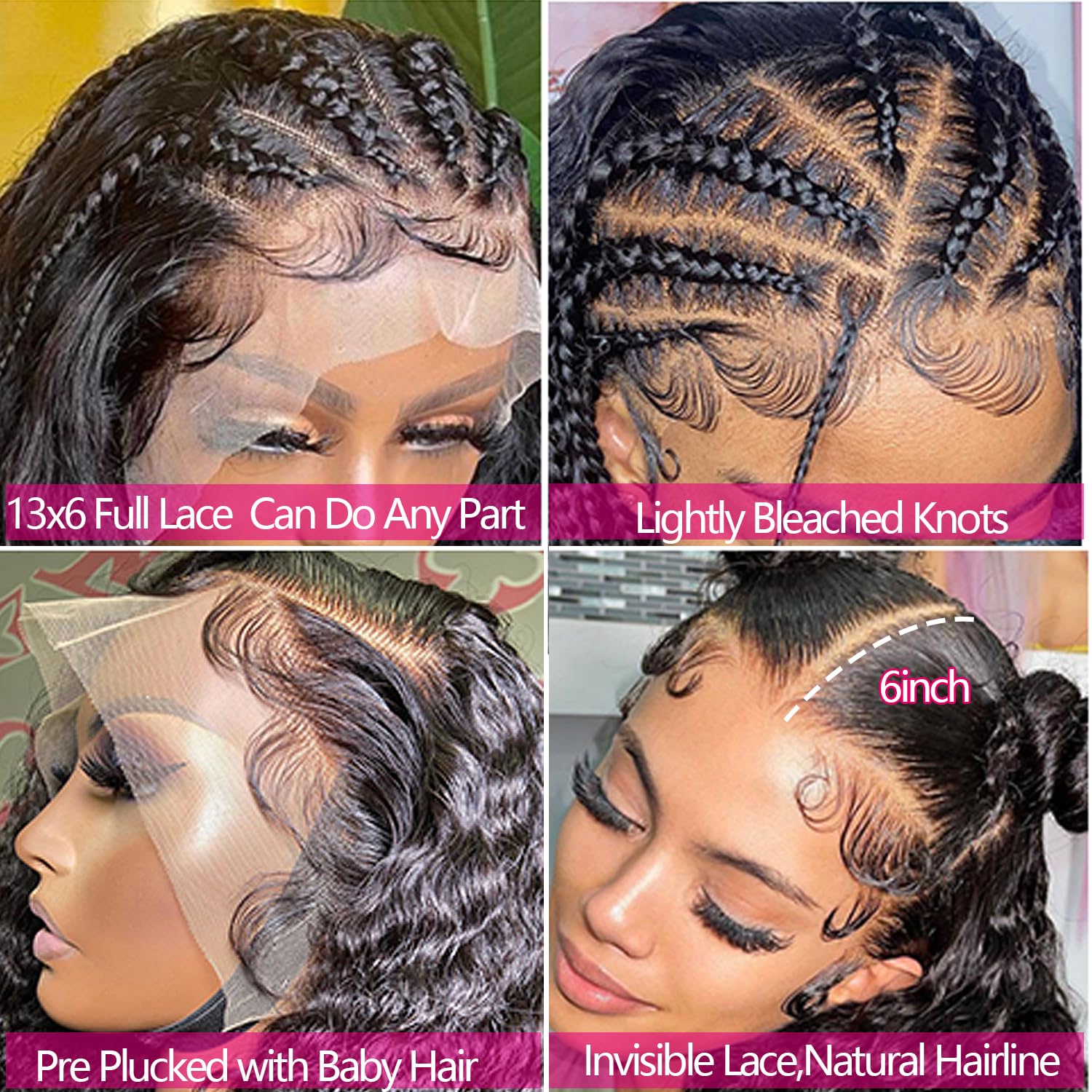 Lemoda Deep Wave 13X6 Full Lace Frontal Wig Human Hair 180% Density Hd Lace Pre Plucked Deep Wave Frontal Wig Human Hair 22Inch