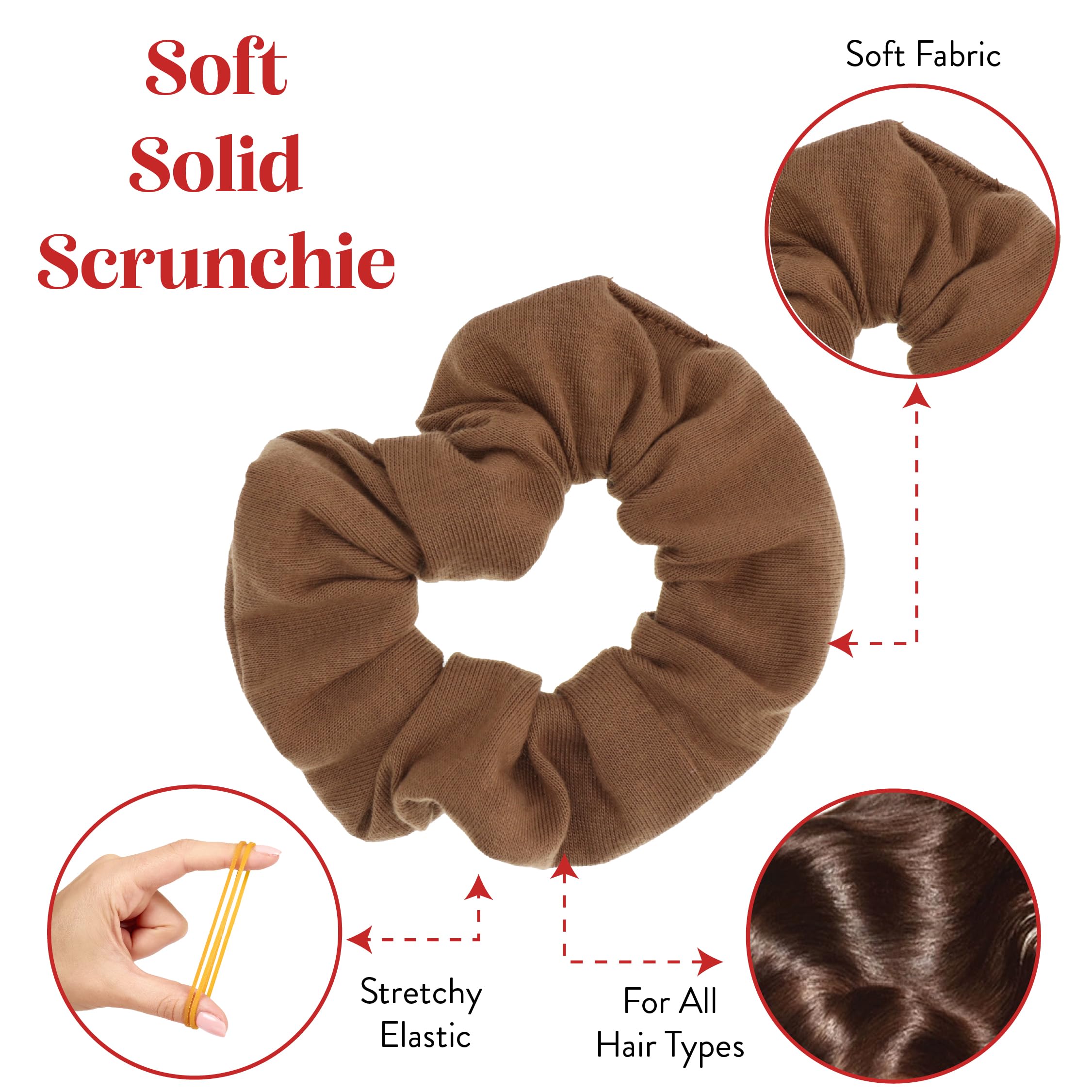 12 Pack Solid Hair Ties Scrunchies (LIght Brown)
