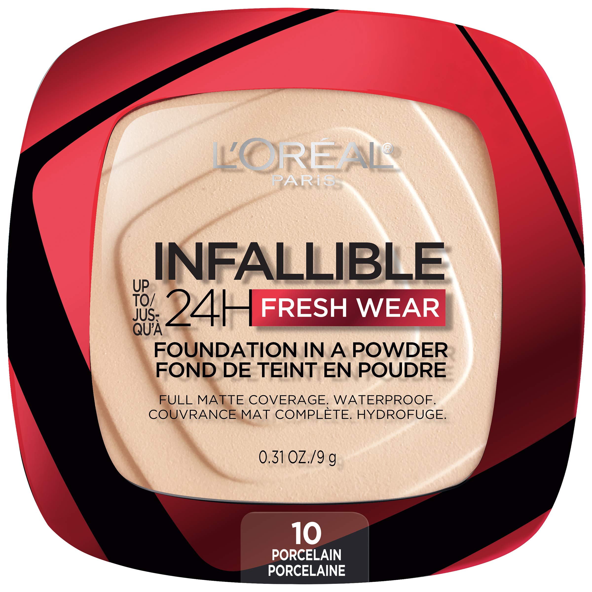 LOreal Paris Makeup Infallible Fresh Wear Foundation in a Powder, Up to 24H Wear, Waterproof, Porcelain, 0.31 oz.