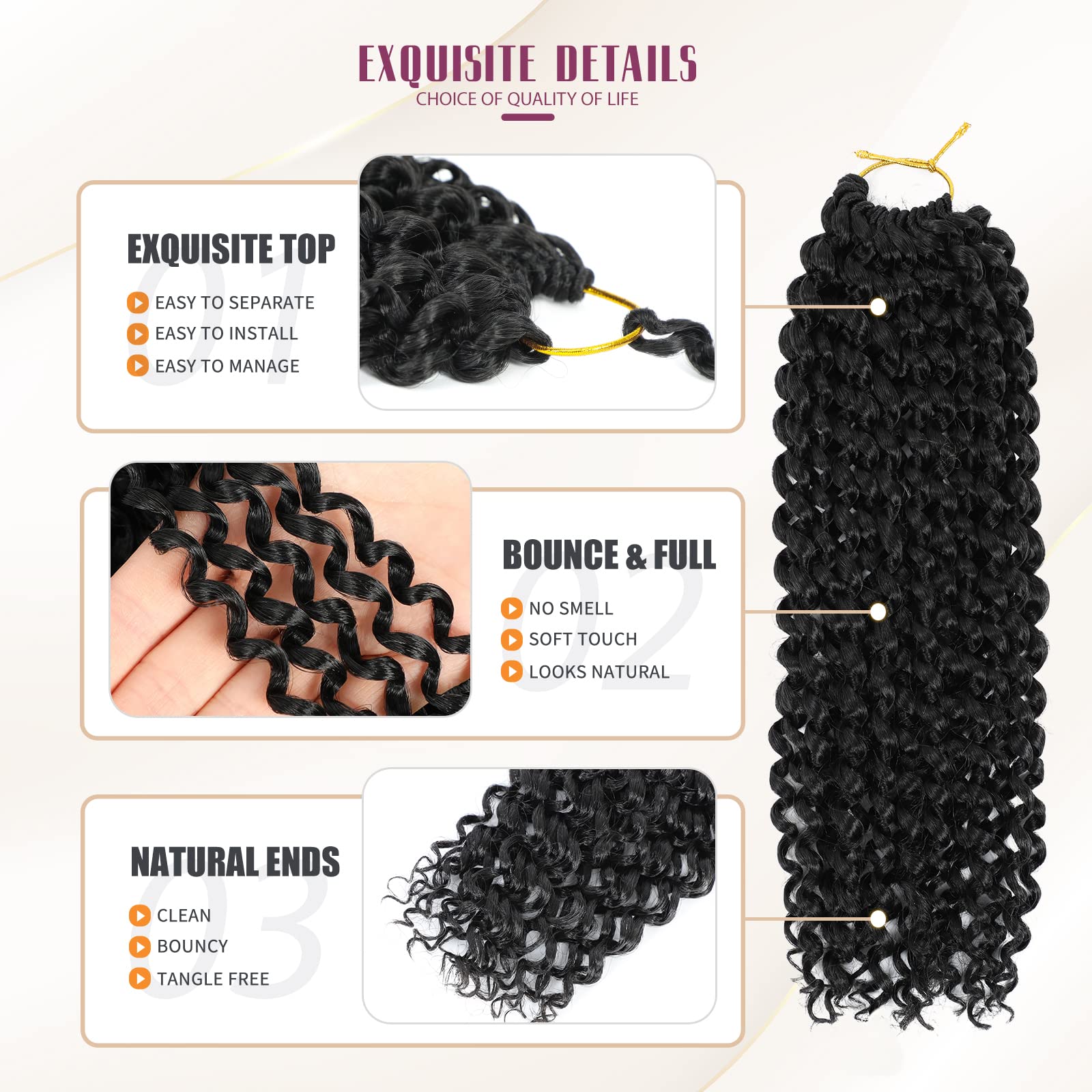 Dansama Passion Twist Hair Water Wave Braiding Hair For Butterfly Style Crochet Braids Bohemian Hair Extensions (12Inch (Pack Of