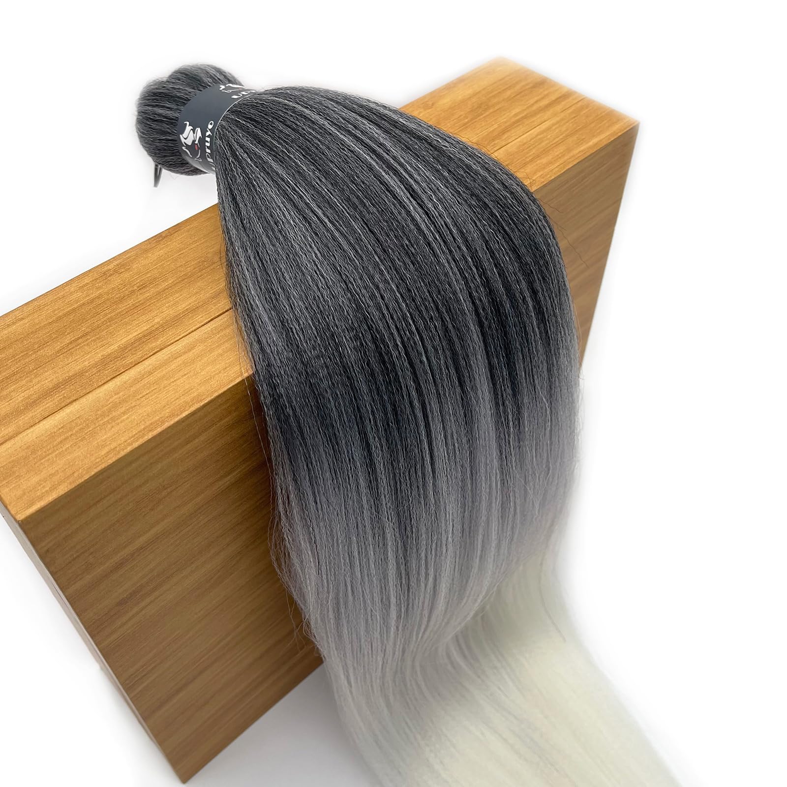 UPruyo Ombre Braiding Hair Extensions, 26" Pre-Stretched Kanekalon, 1B/Grey/White, Pack of 3, Synthetic Hair for Box Braids, Knot