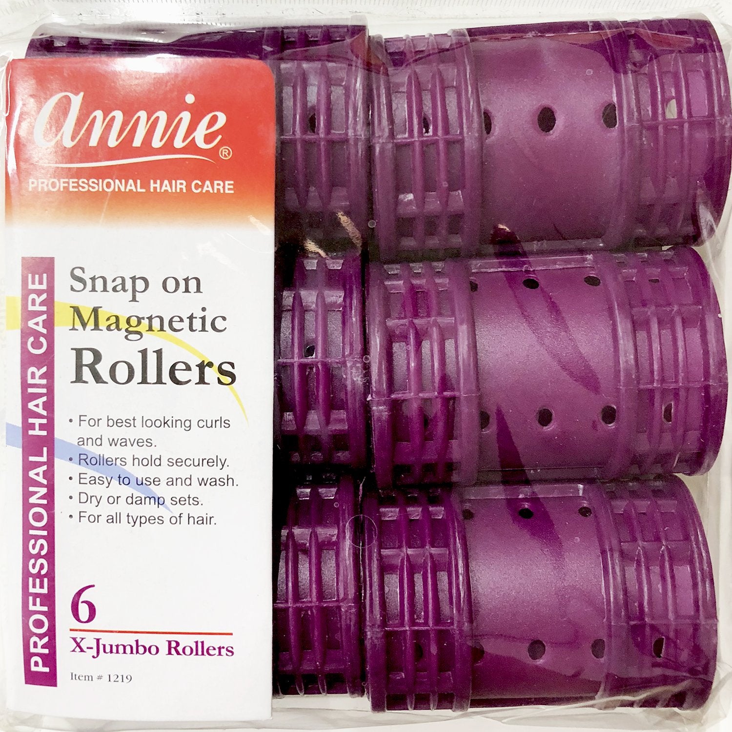 Annie Snap On Magnetic Rollers #1219, 6 Count Purple X-Jumbo 1-3/4 Inch (5 Pack)