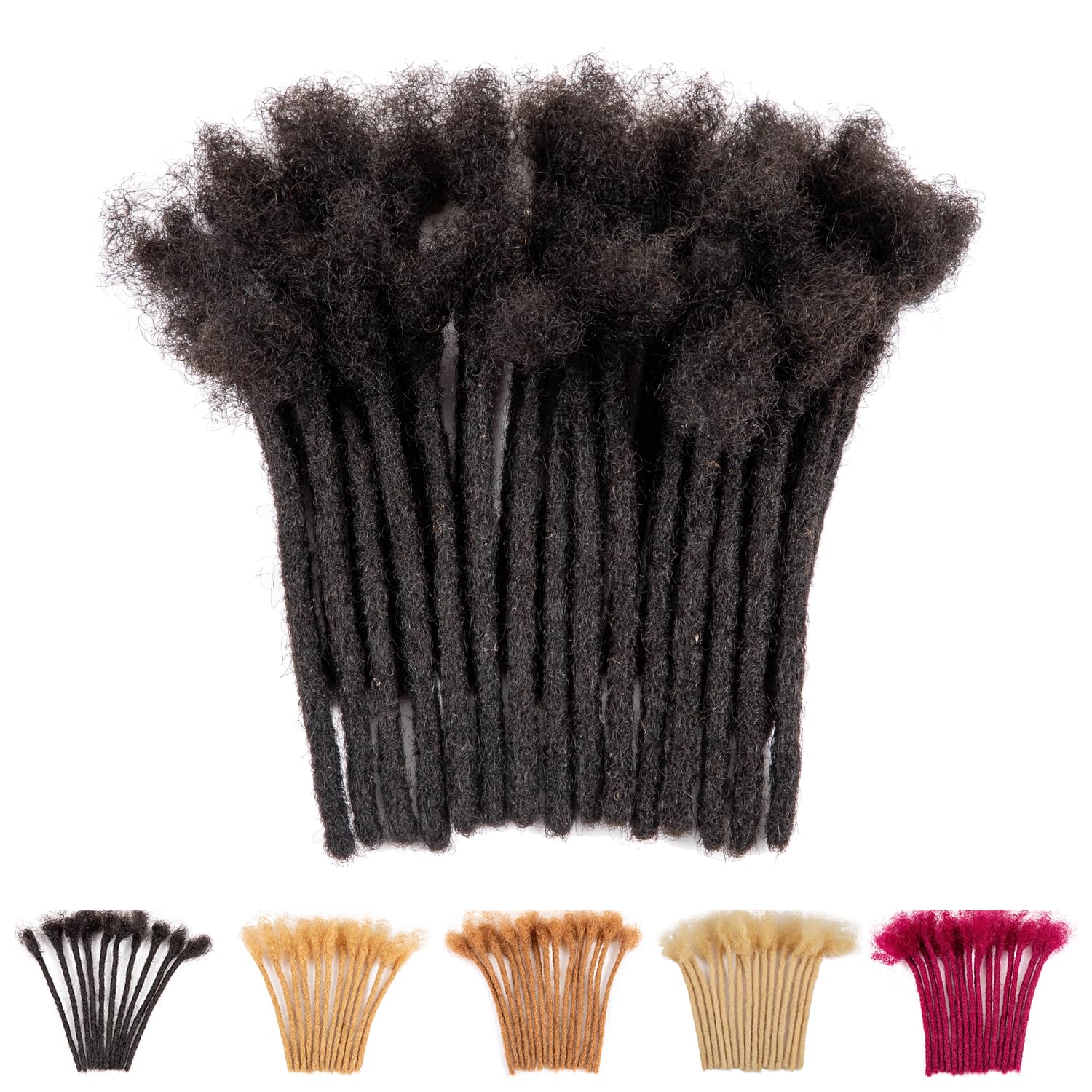 Teresa 6 Inch 0.6Cm Width Loc Extension Human Hair Natural Black 30 Strands Full Hand-Made Permanent Locs Extensions Can Be Dyed