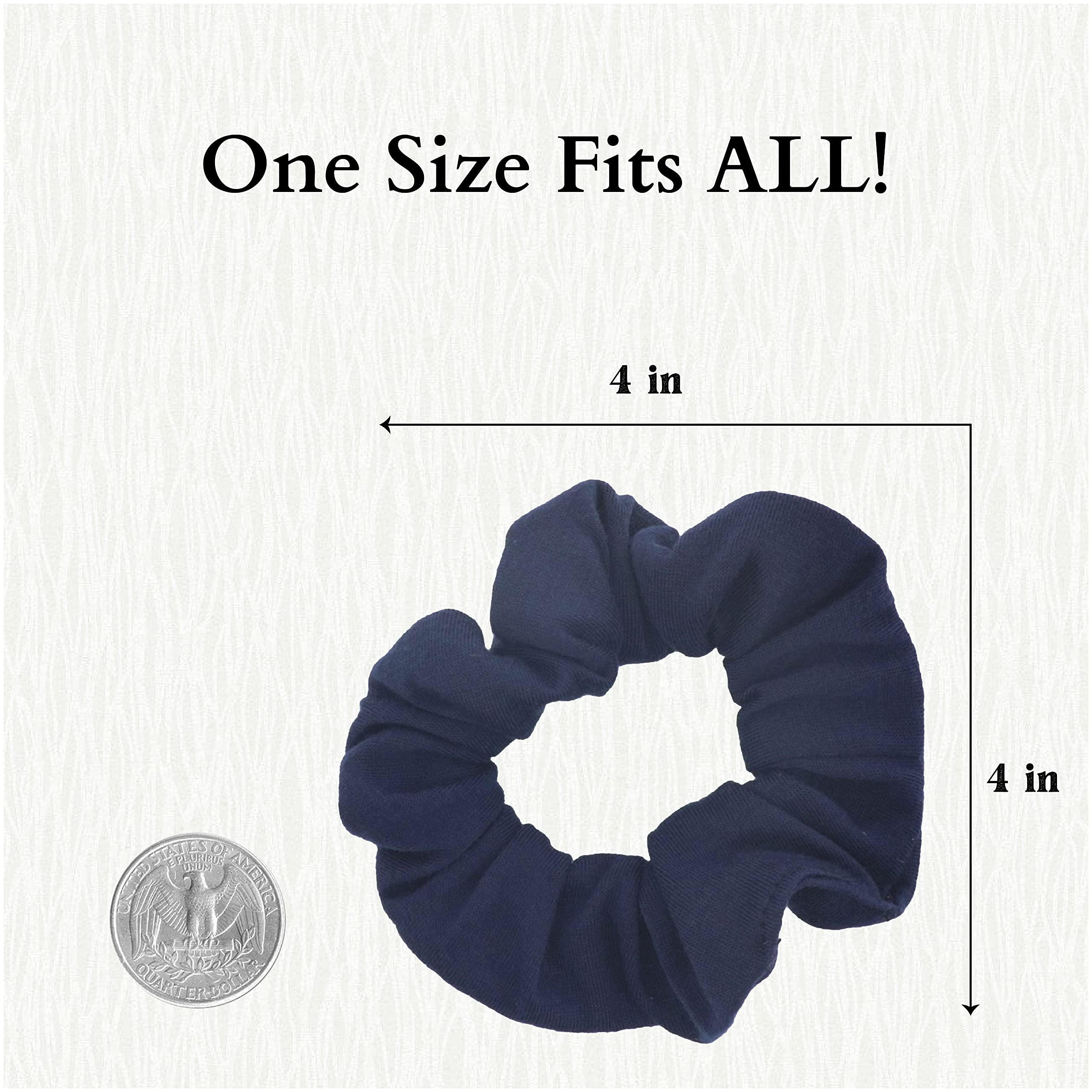 12 Pack Solid Hair Ties Scrunchies (Navy)