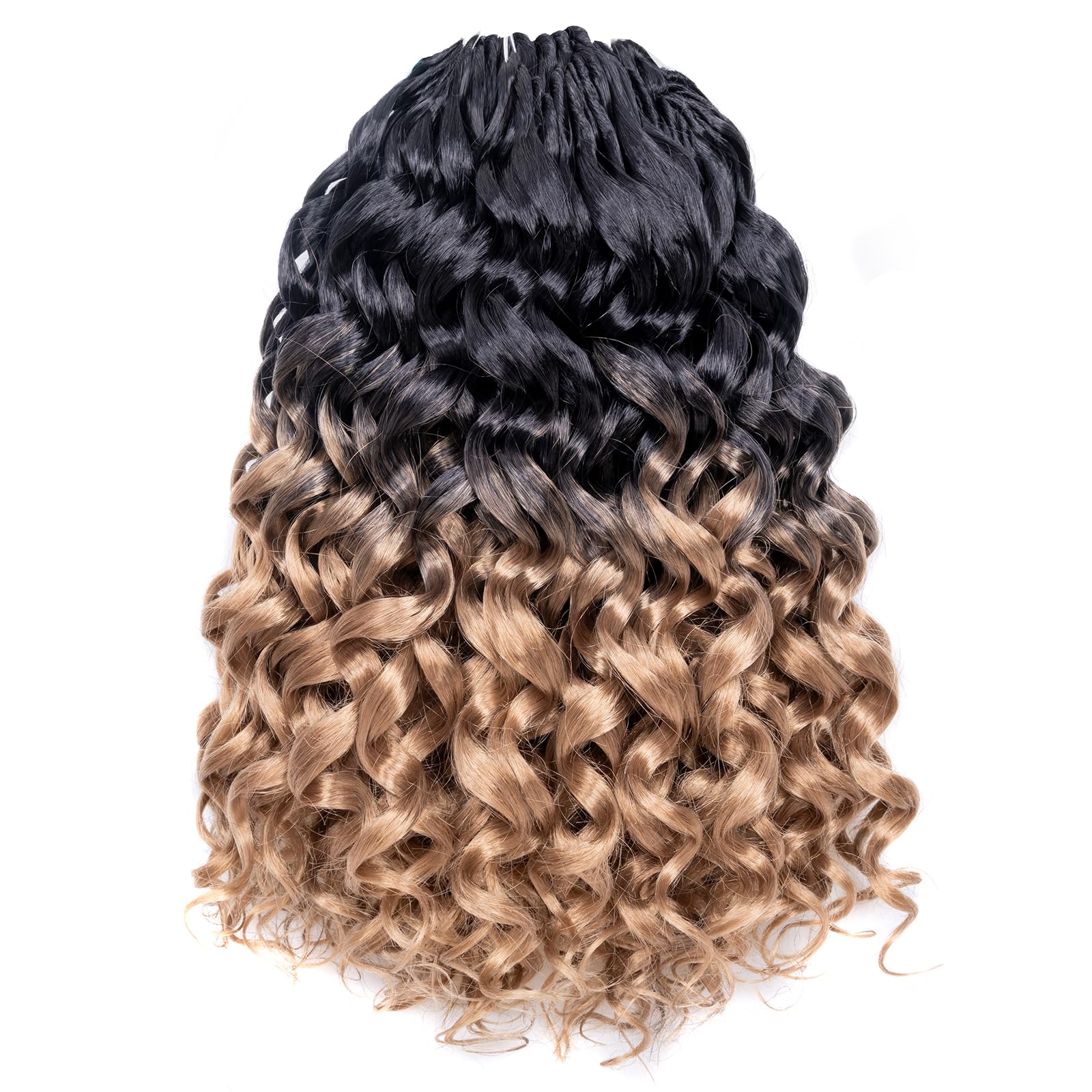Toyotress Beach Curl Crochet Hair - 14 Inch 8 Packs Ombre Blonde Ocean Wave Crochet Hair, Short Curly Water Wave Synthetic Braid