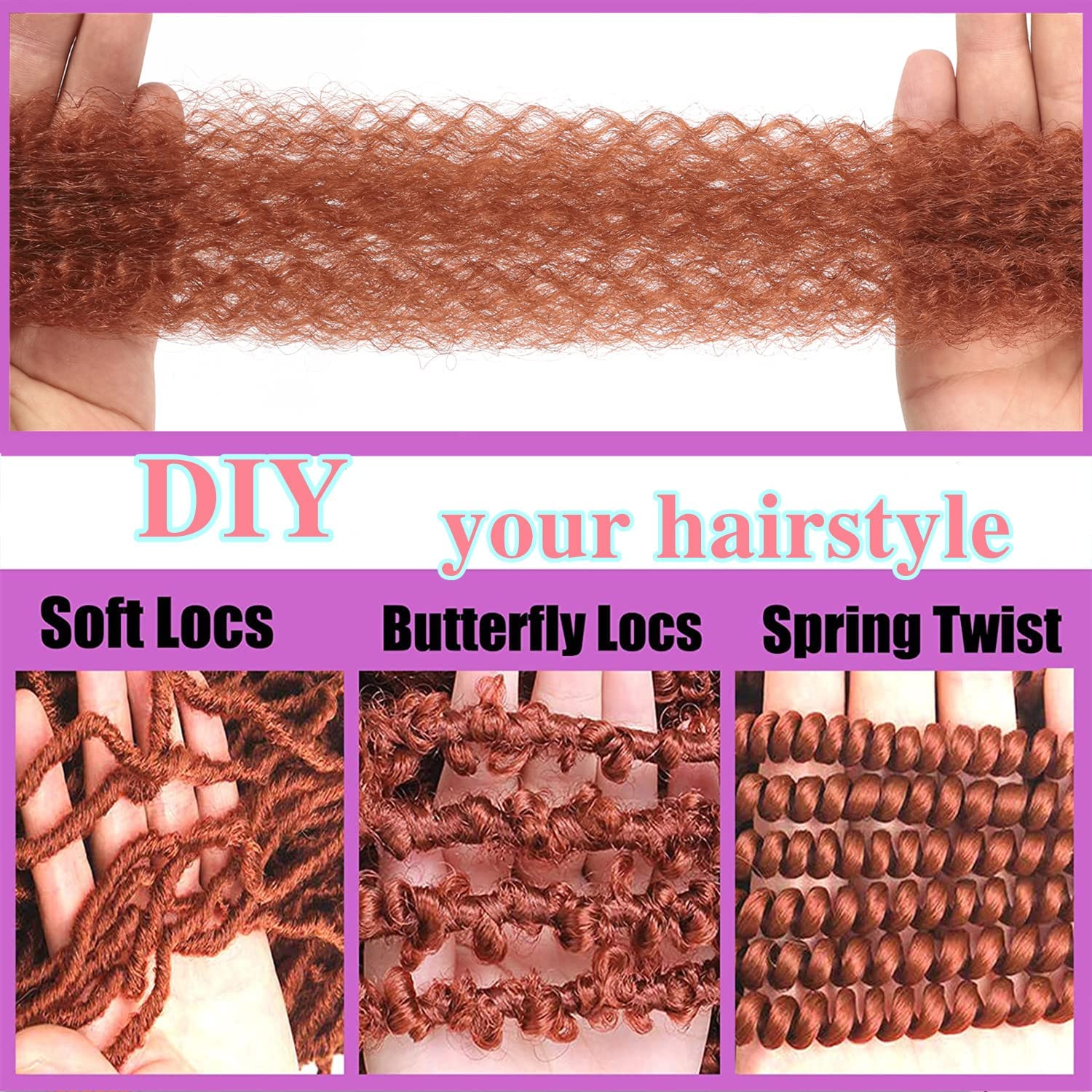 3 Packs Springy Afro Twist Hair 10 Inch 350# Pre-Separated Marley Twist Braiding Hair Soft Synthetic Crochet For Distressed Faux