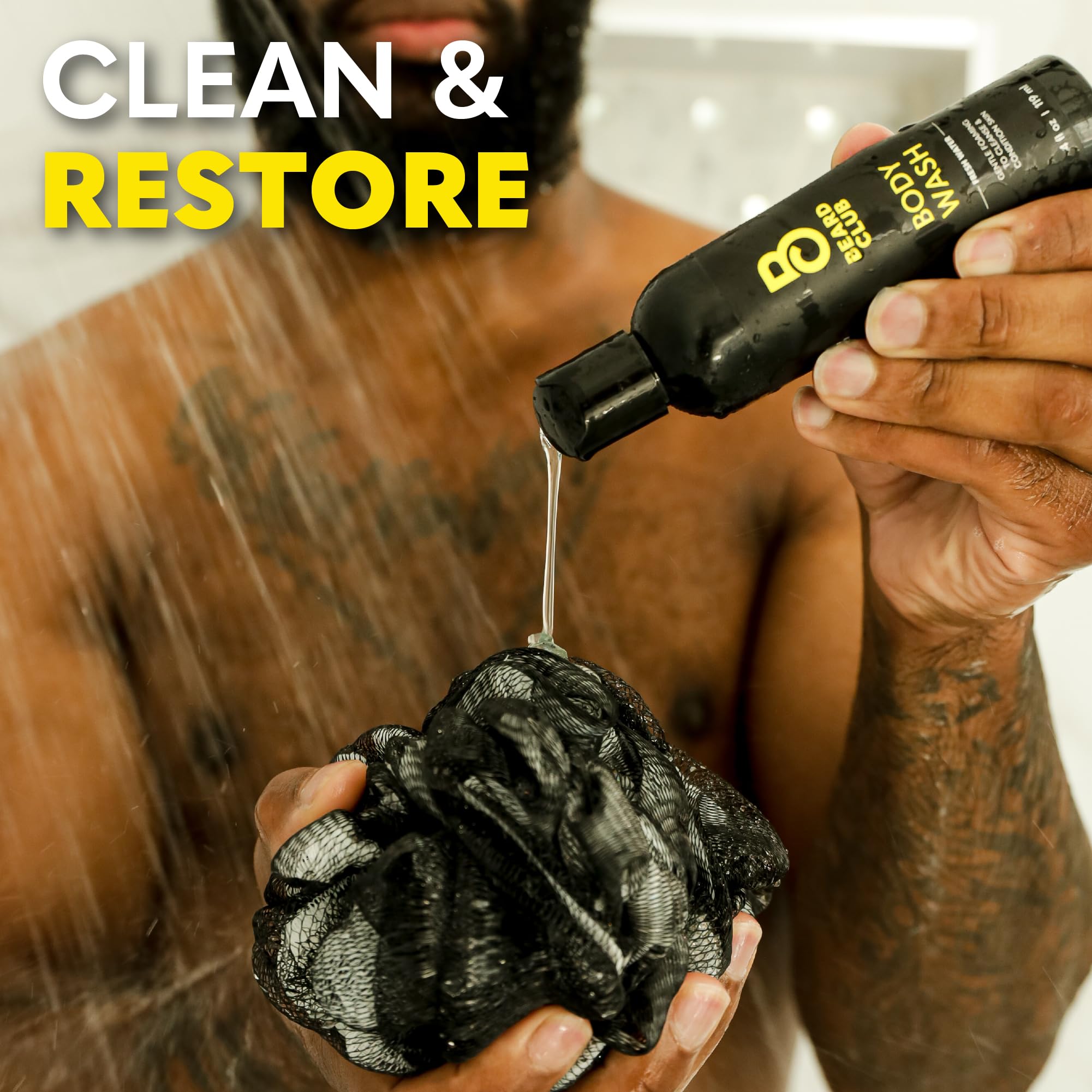 Beard Club Fresh Water Body Wash: Invigorating All-In-One Shower Gel For Men, Deep Cleansing & Moisturizing Formula, Sulfate-Fre