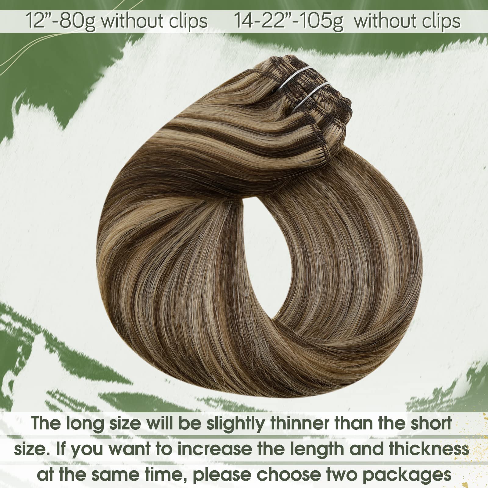 Hetto Clip In Hair Extensions Brown Highlight Blonde Clip In Human Hair Extensions 18 Inch 7 Pieces Hair Extensions Clip In Real