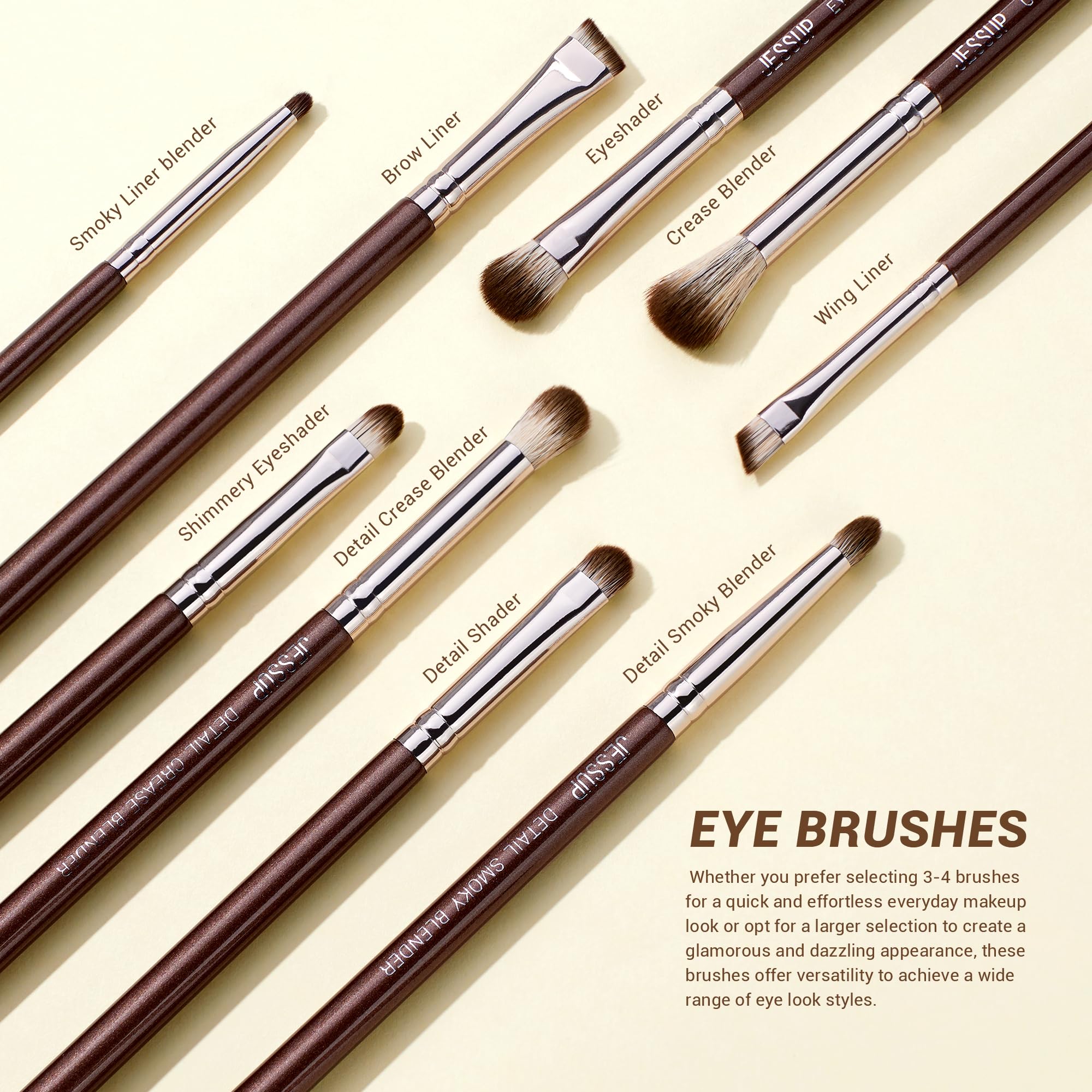 Jessup Makeup Brushes Set 15Pcs Brown Make Up Brushes Set Professional Premium Synthetic Foundation Eyebrow Concealer Blush Eyes