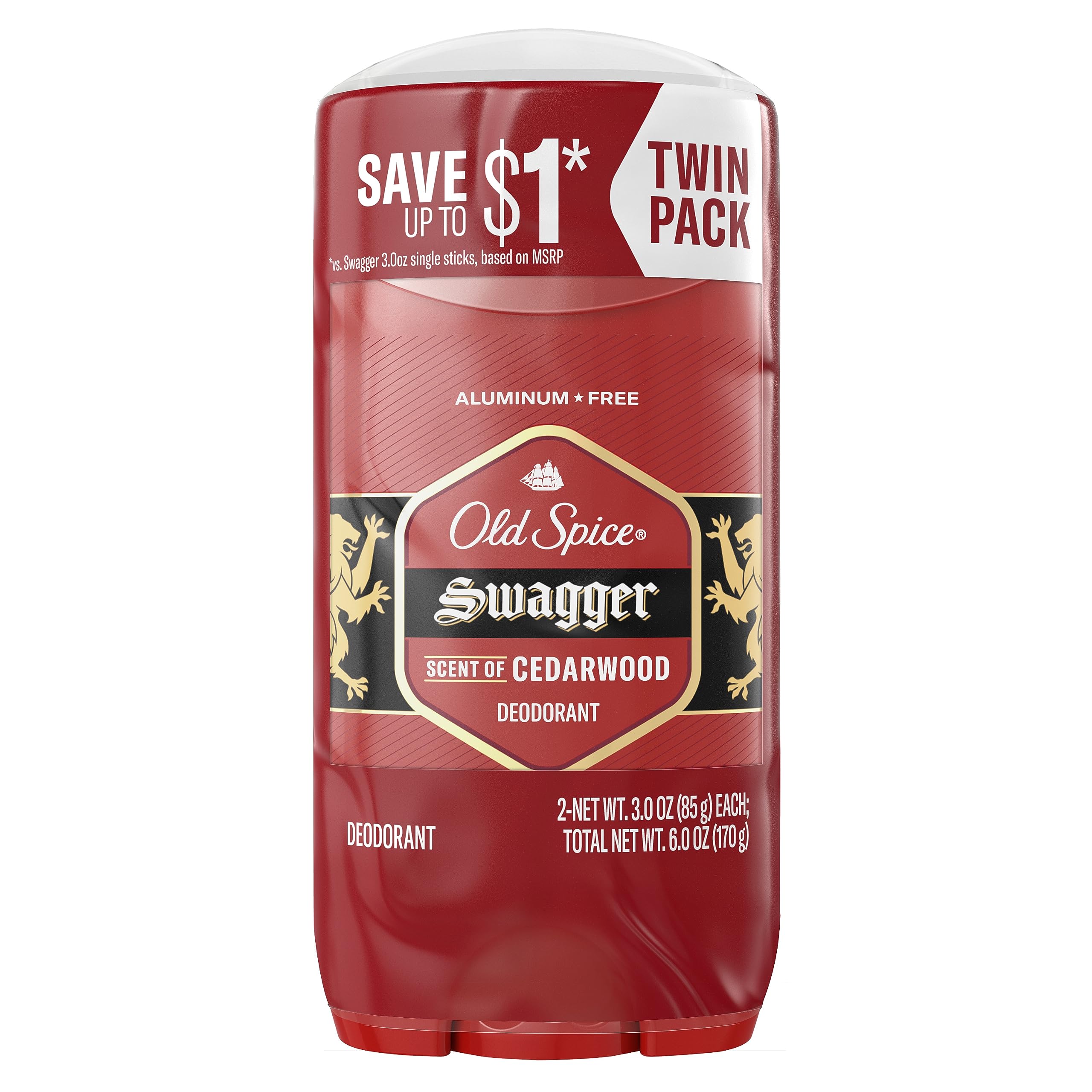 Old Spice Mens Deodorant AluminumFree Swagger, 3.0oz Twin Pack