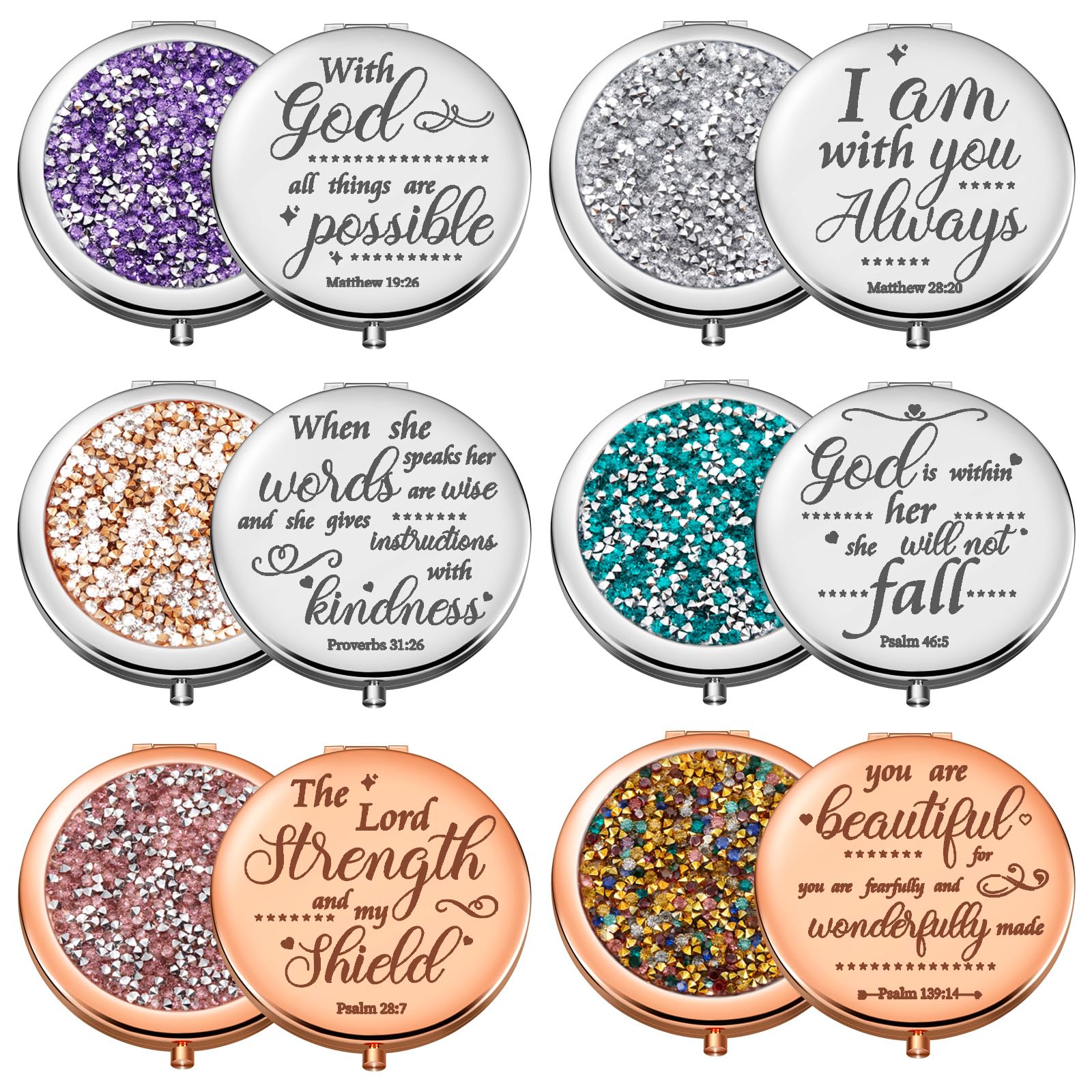 Thyle 12 Pcs Christian Gifts For Women Bible Verse Compact Makeup Mirror Compact Mirrors Inspirational Birthday Gifts Religious