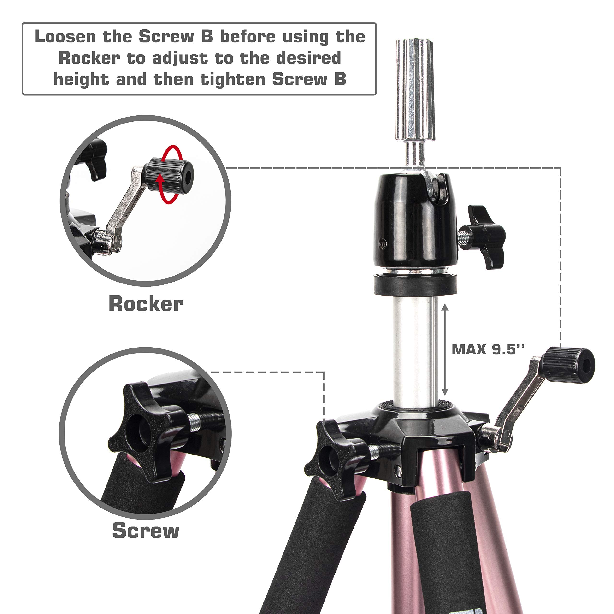 GEX 63'' Heavy Duty Mannequin Tripod Stand Wig Stand for Wig Mannequin Head Training Doll Manikin Head for Cosmetology Hairdress