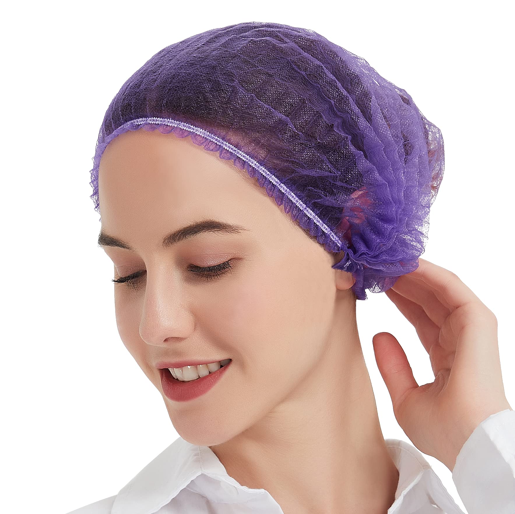ProtectX Disposable Bouffant (Hair Net) Caps Hair Head Cover Nets 21    (Purple 100 pack)