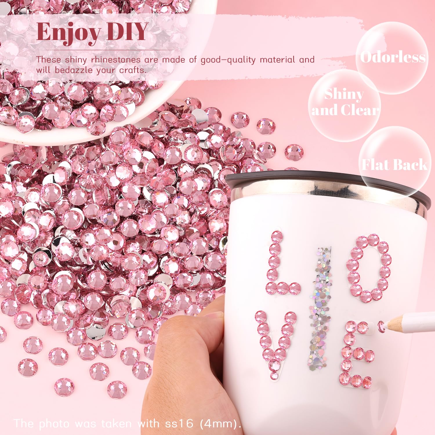 1500Pcs 6Mm Resin Rhinestones Bulk For Crafting (Dark Pink), Flatback Bedazzling Crystals For Crafts Diy Nail Decoration, Gems C