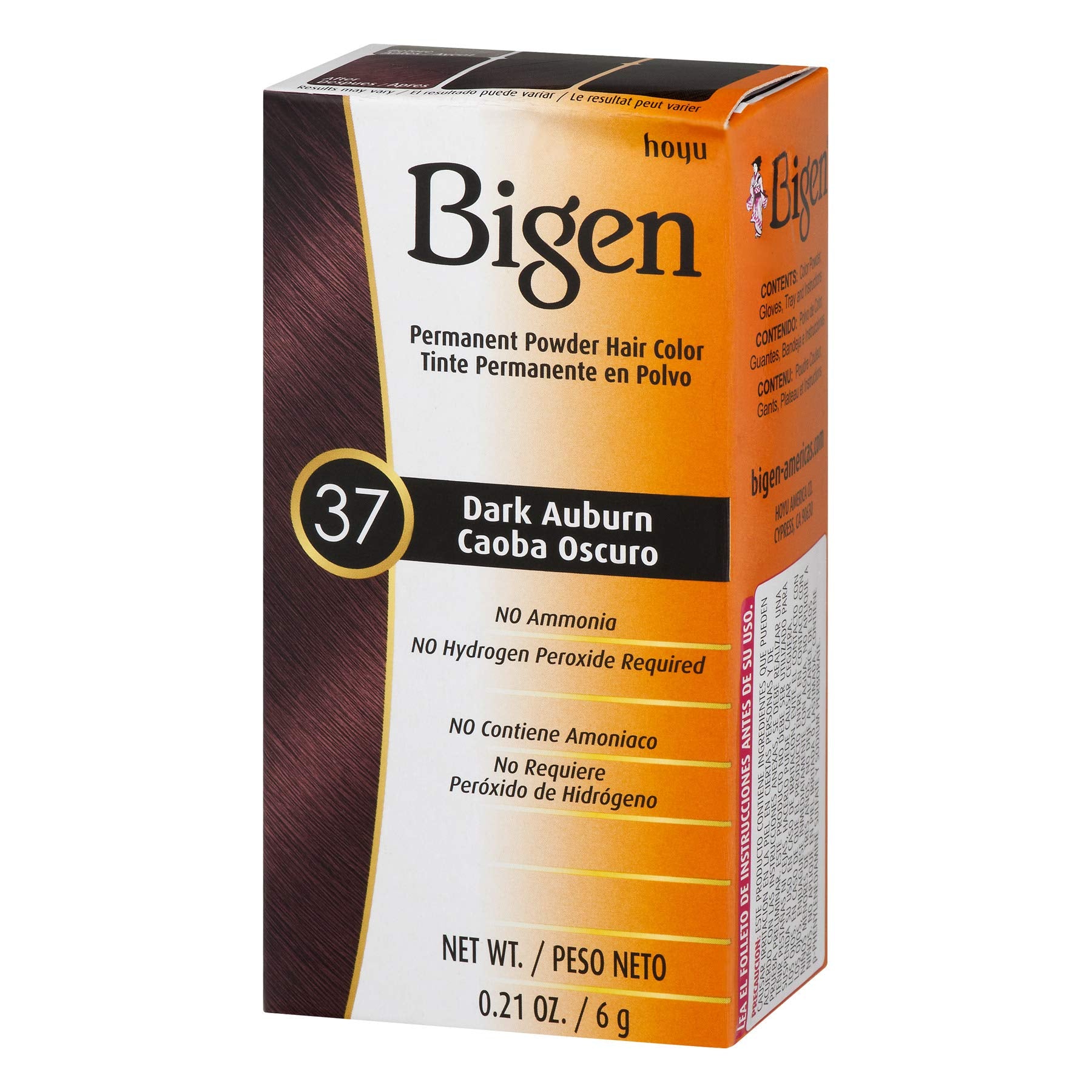 Hoyu Bigen Hair Color Powder, No. 37 Dark Auburn, 0.21 Ounce