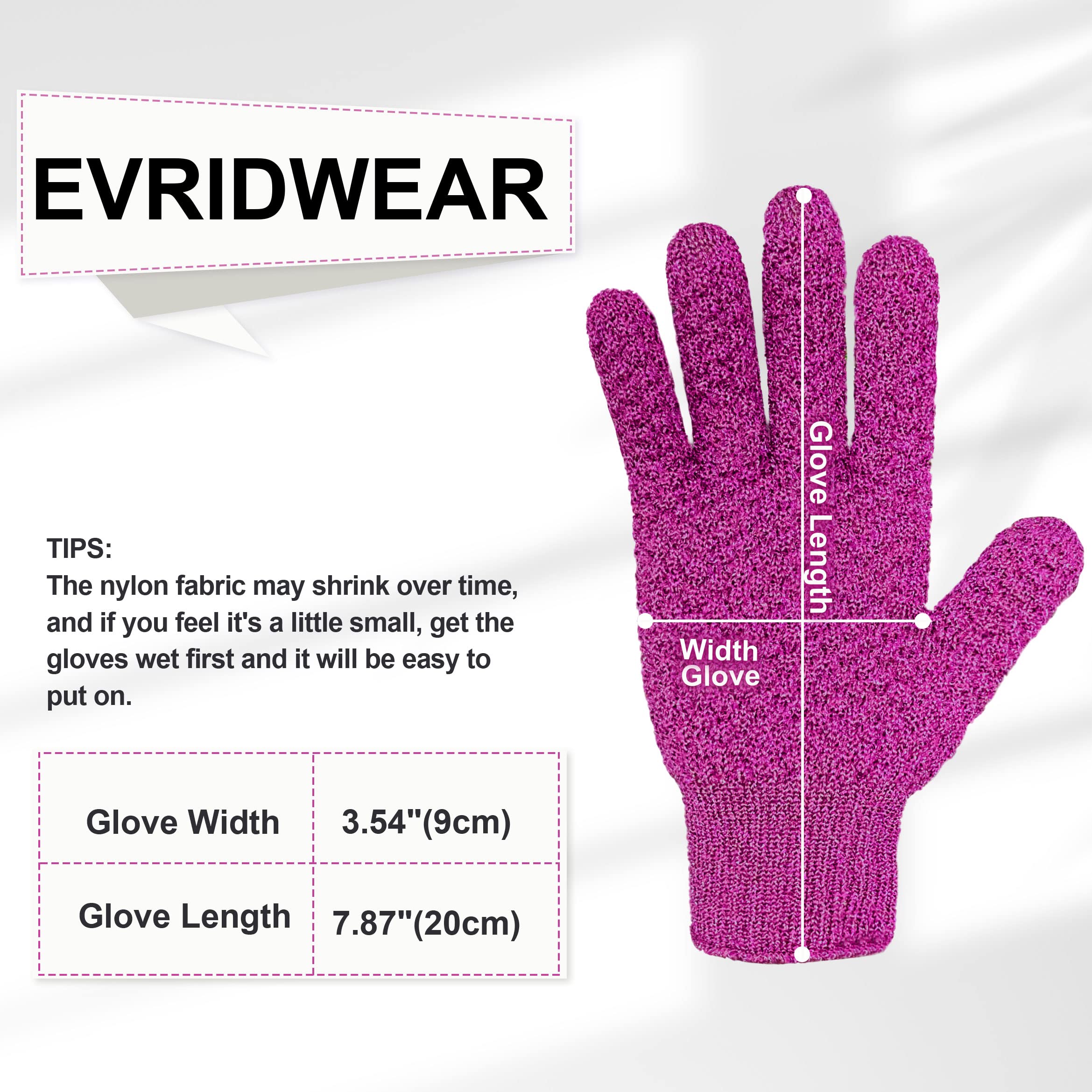 Evridwear Exfoliating Glove For Shower Man And Women, Dual Texture Bath Body Scrub Gloves Dead Skin Cell Remover Forhome Spa, Ma