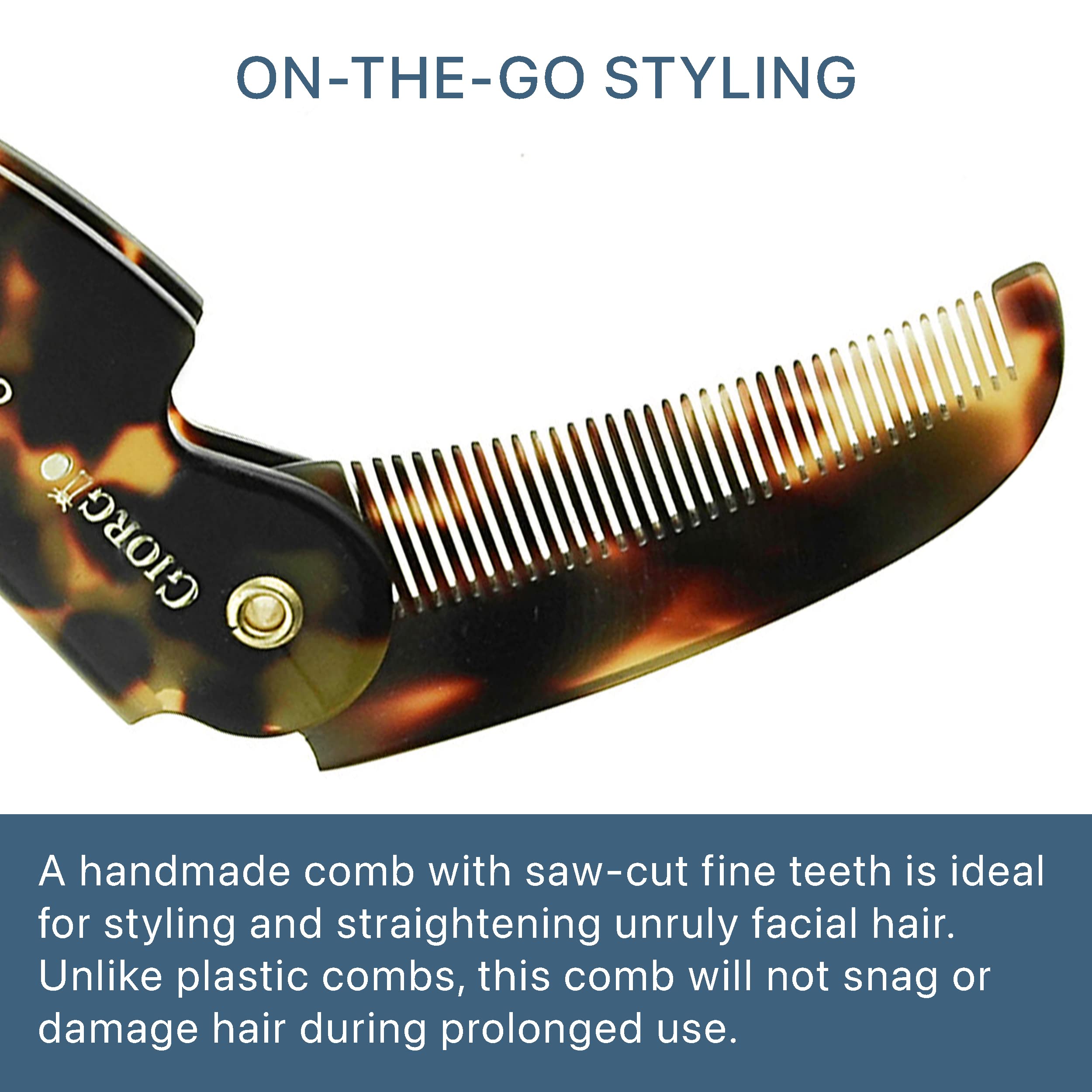 Giorgio G87 4.5 Inch Mustache And Beard Grooming Comb For Men - Handmade, Saw-Cut, Hand Polished Pocket Comb For Everyday Hair S