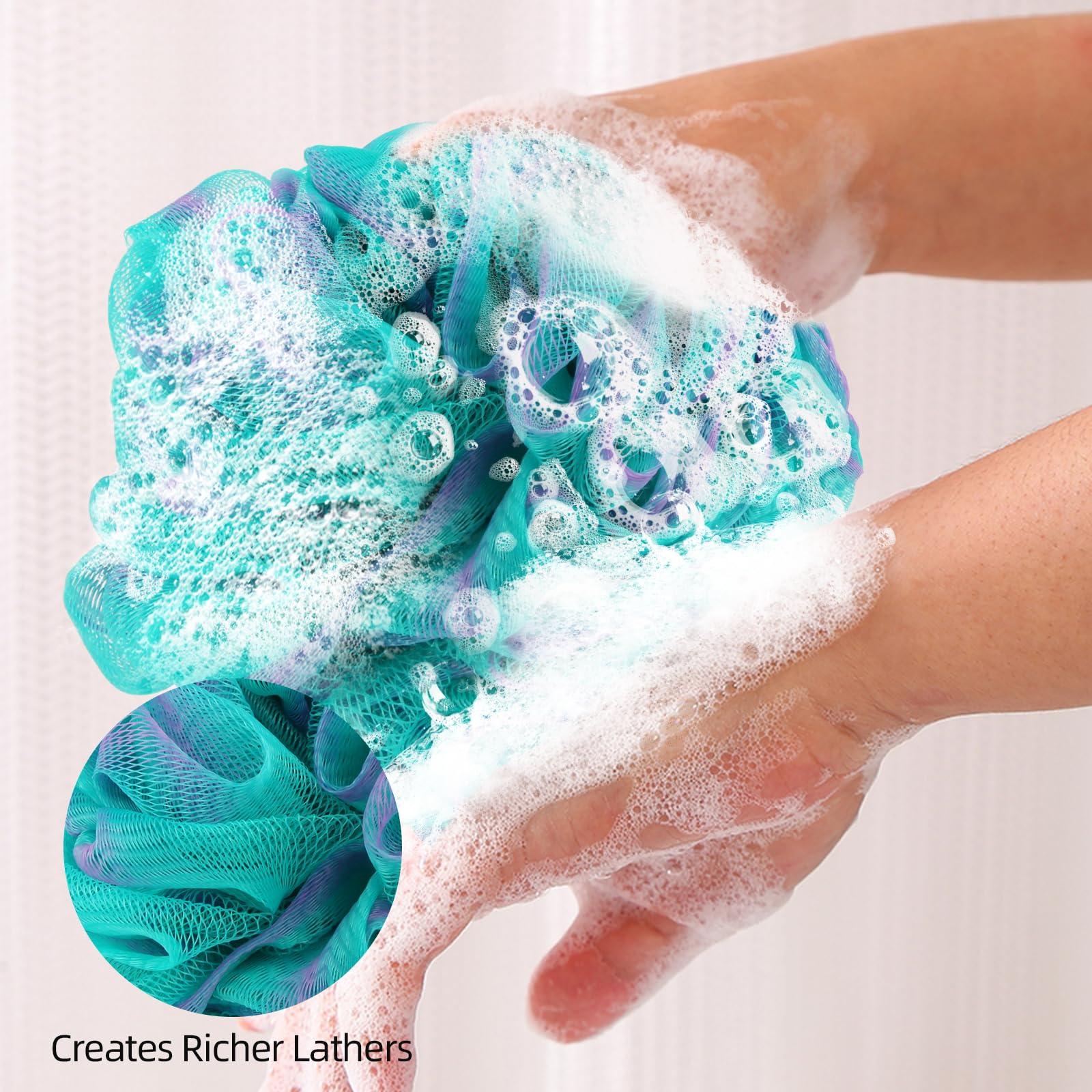 Fu Store Bath Sponges Shower Loofahs 60G Mesh Balls Sponge For Body Wash Bathroom Men Women - 4 Pack Scrubber Cleaning Loofah (6