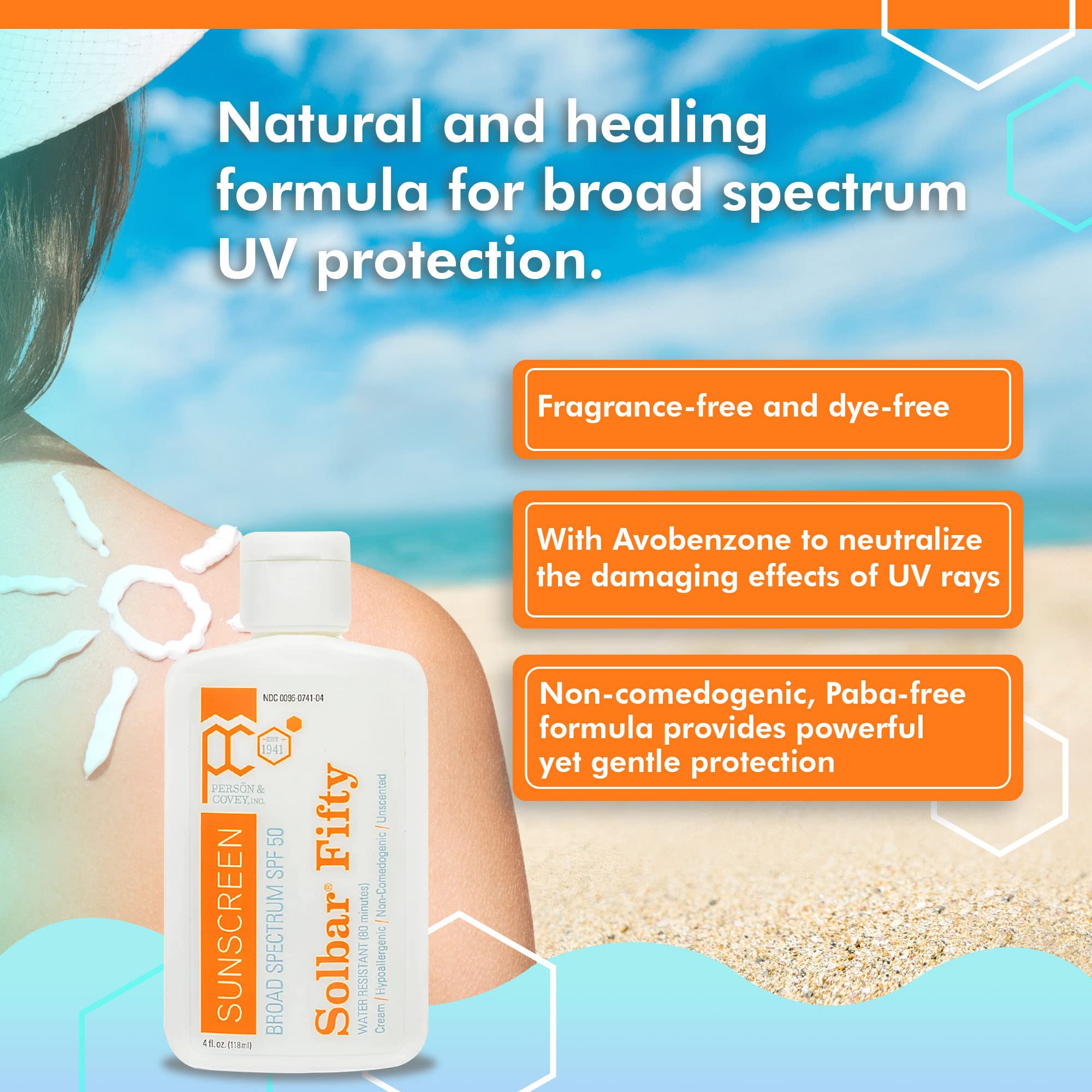 Person & Covey Spf 50 Sunscreen Face & Body Sun Cream - Solbar Fifty Body & Face Sunscreen Spf 50 Broad Spectrum Sunscreen - Wat