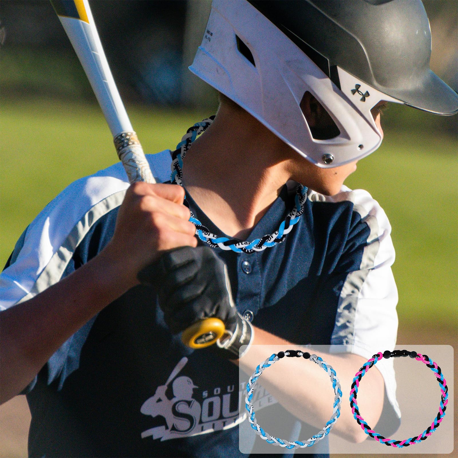 SUPBOMM 3 pcs Baseball Rope Necklaces, League Team Colors Braided Necklace, Baseball Team Gifts, Marlins