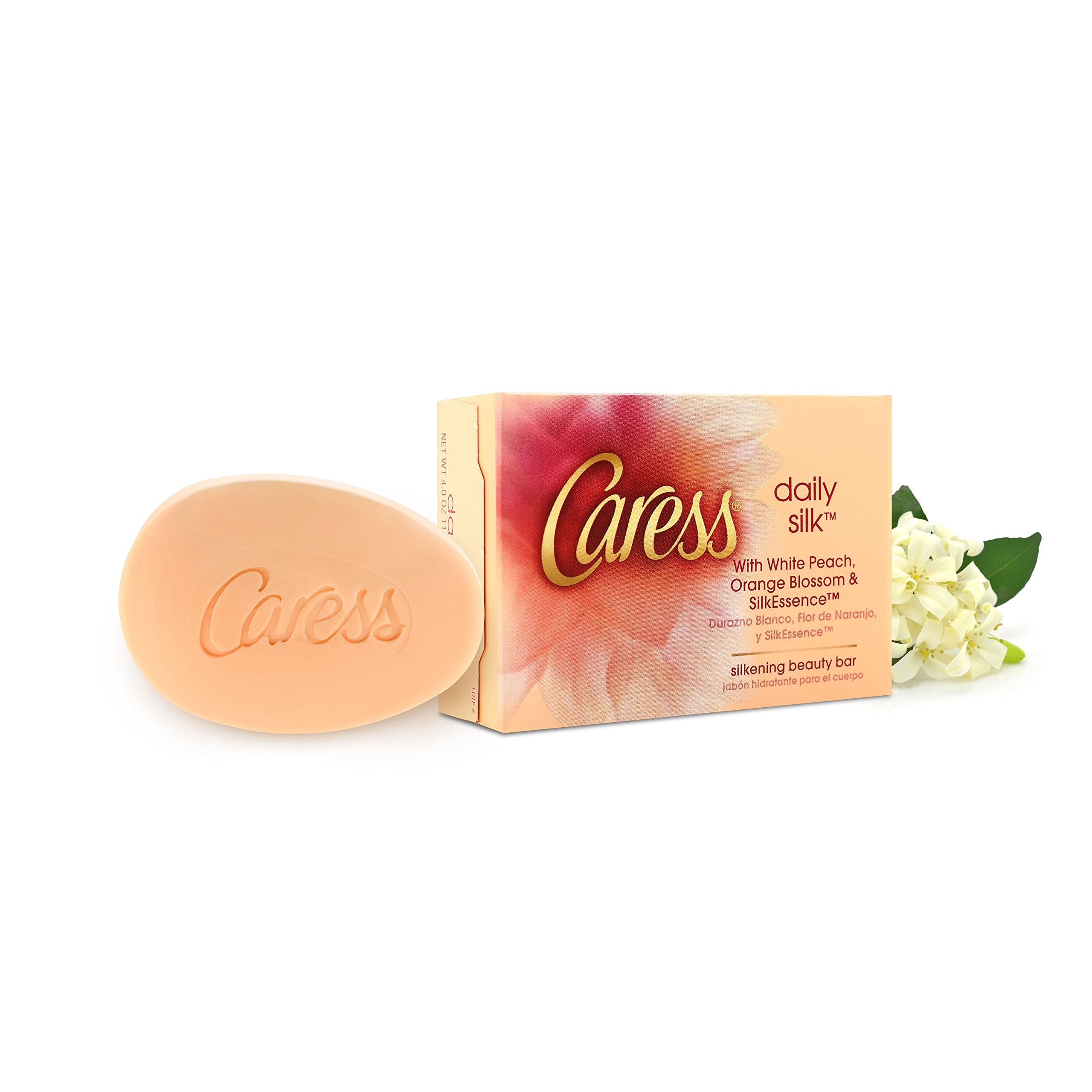 Caress Beauty Bar - Daily Silk White Peach and Silky Orange Blossom - 4 Ounce (Pack of 2)