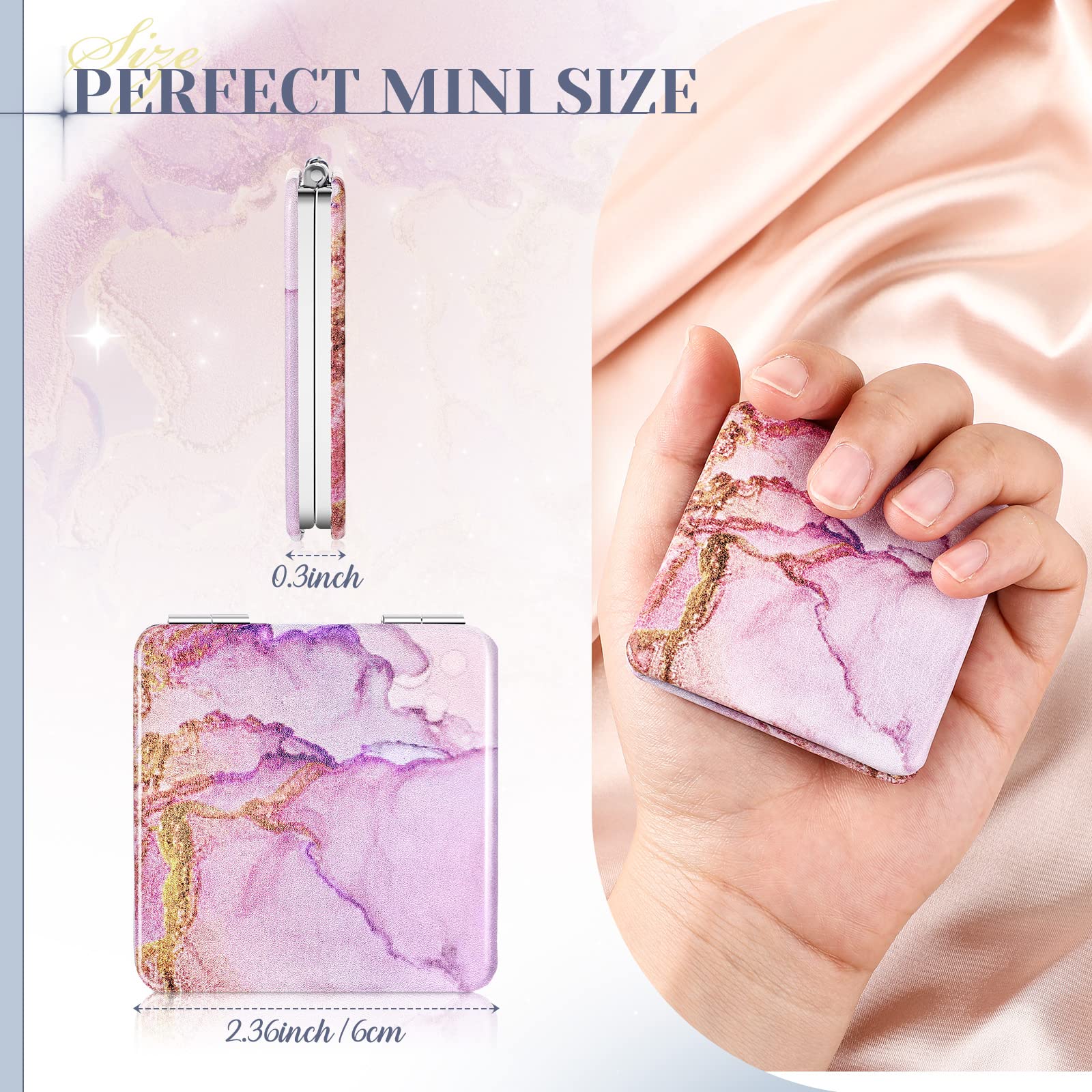 Cindeer Compact Mirror Bulk Small Purse Mirror Portable Pocket Hand Mirror Double Sided Magnifying Makeup Mirror Square With 2X