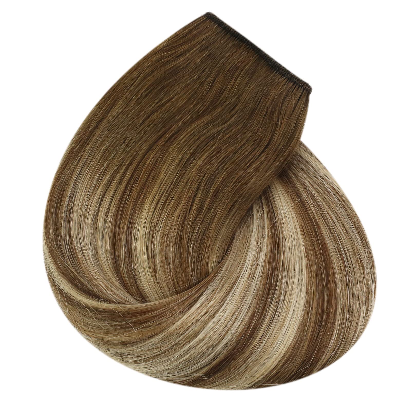 Sunny 95G Invisible Wire Hair Extensions Ombre Clips In Hair Extensions With Transparent Wire Brown Ombre Human Hair Extensions