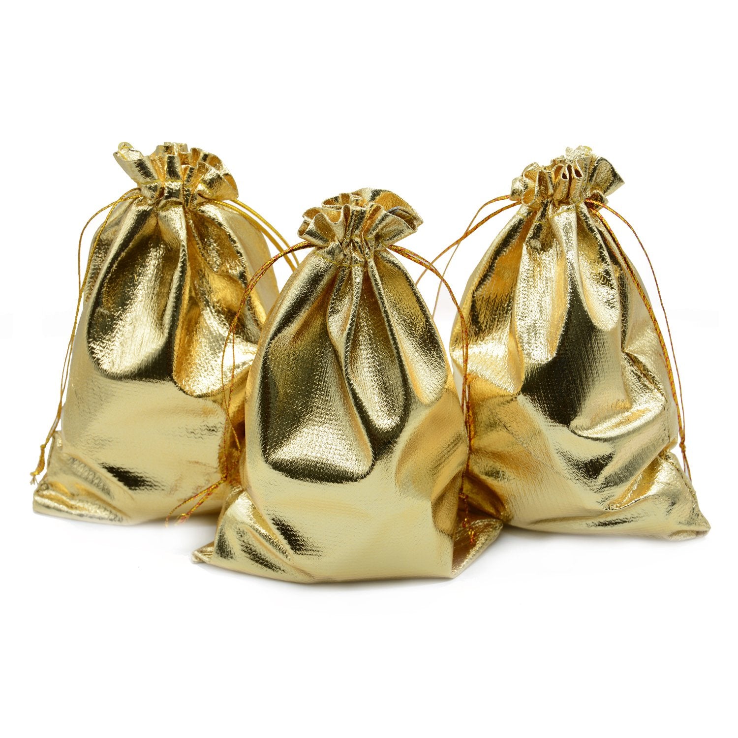 BEAVOINg Pack of 100 6x 8 Heavy Duty gold Drawstring Organza Jewelry Pouches Wedding Party christmas Favor gift candy chocolate