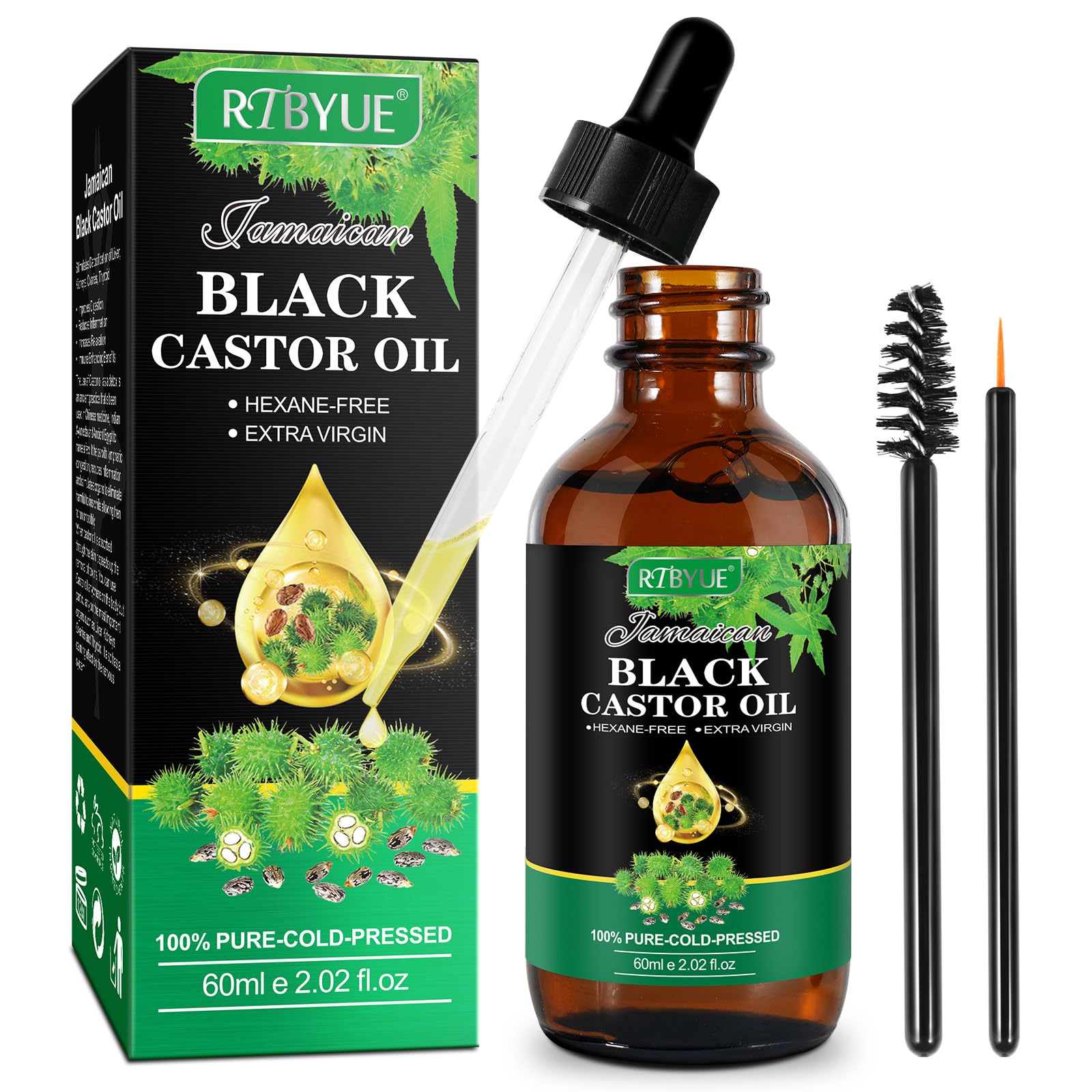 FUKEVY Jamaican Black Castor Oil,Organic Castor Oil for Hair Growth,Body Message Castor Oil -Essential Oil for for Eyelashes, Ey