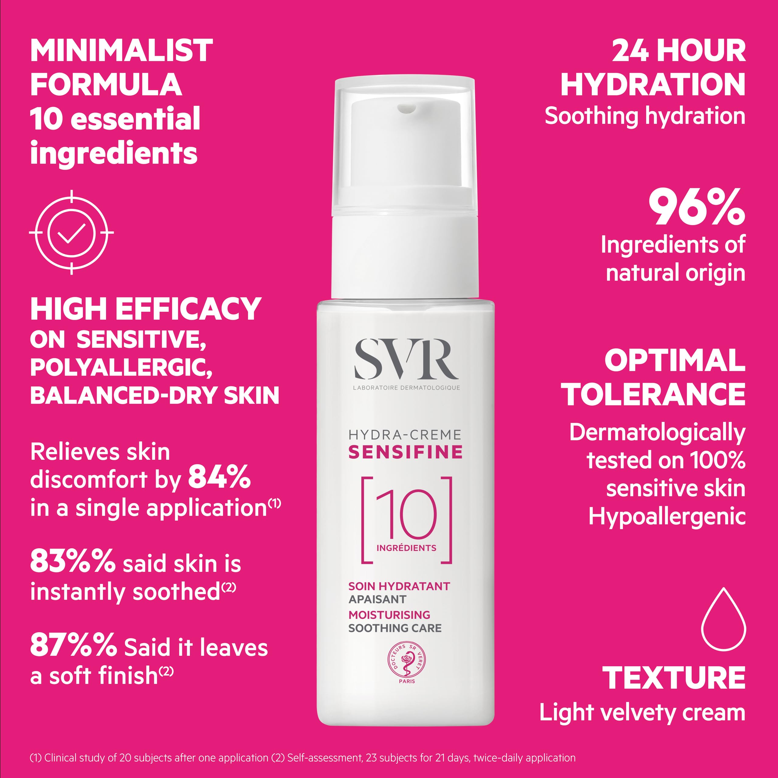 Svr Sensifine Hydra Face Cream. Moisturizing Soothing Care For Normal To Dry Dehydrated Skin. Fragrance Free Moisturizer With 96