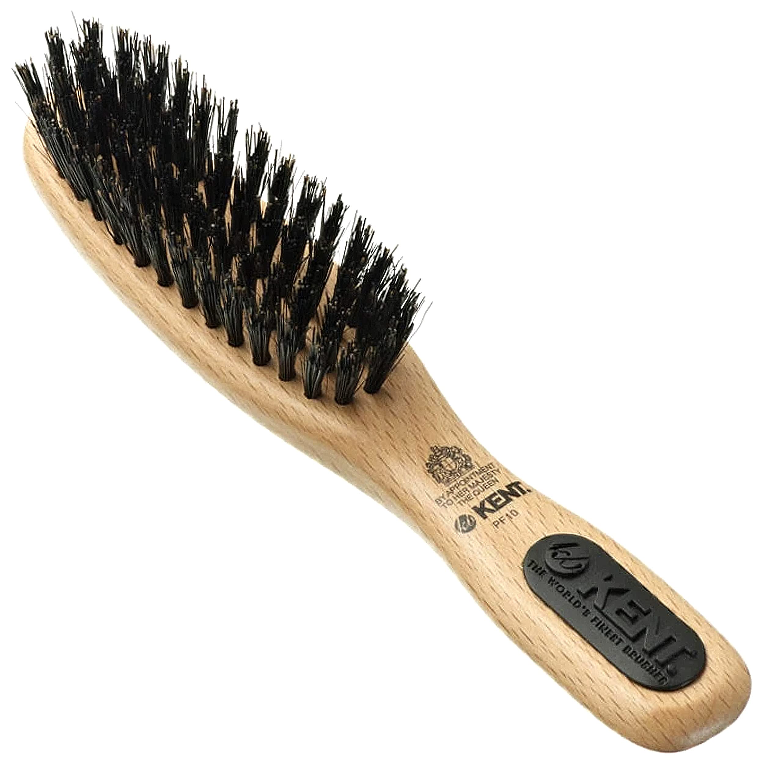 Kent PF10 Natural Wood Boar Bristle Hair Brush - Straightening Brush and Styling Brush for Short to Medium Length Hair - Natural
