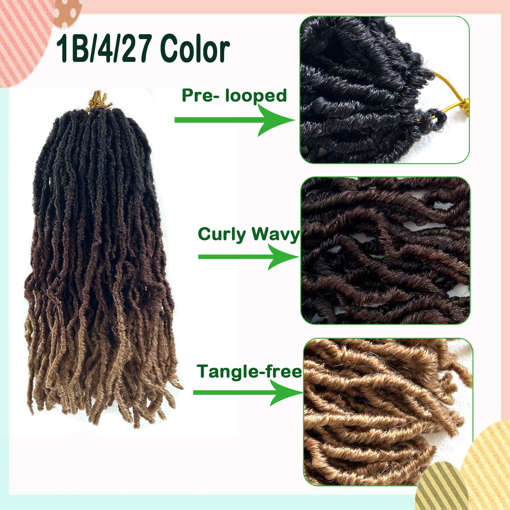 Paraglame Ombre Soft Locs 14 Inch New Faux Locs Crochet Hair 8 Packs Pre-Looped Crochet Braids Short Soft Goddess Locs Curly Wav