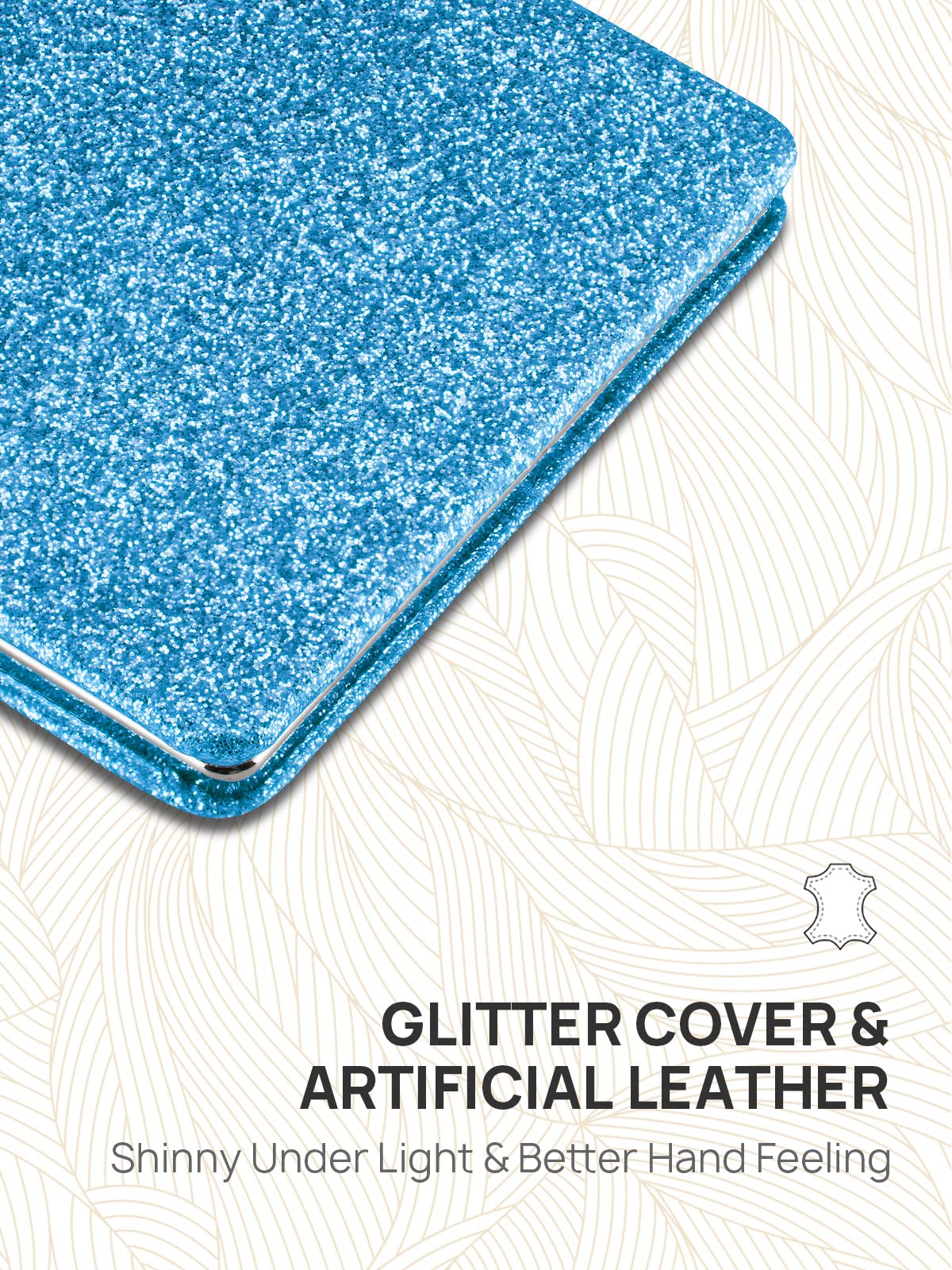 Omiro Compact Mirror, Glitter Pu Leather 1X/3X Magnification, Ultra Portable For Purses, 2.4'' W X 3.4'' L (Blue)