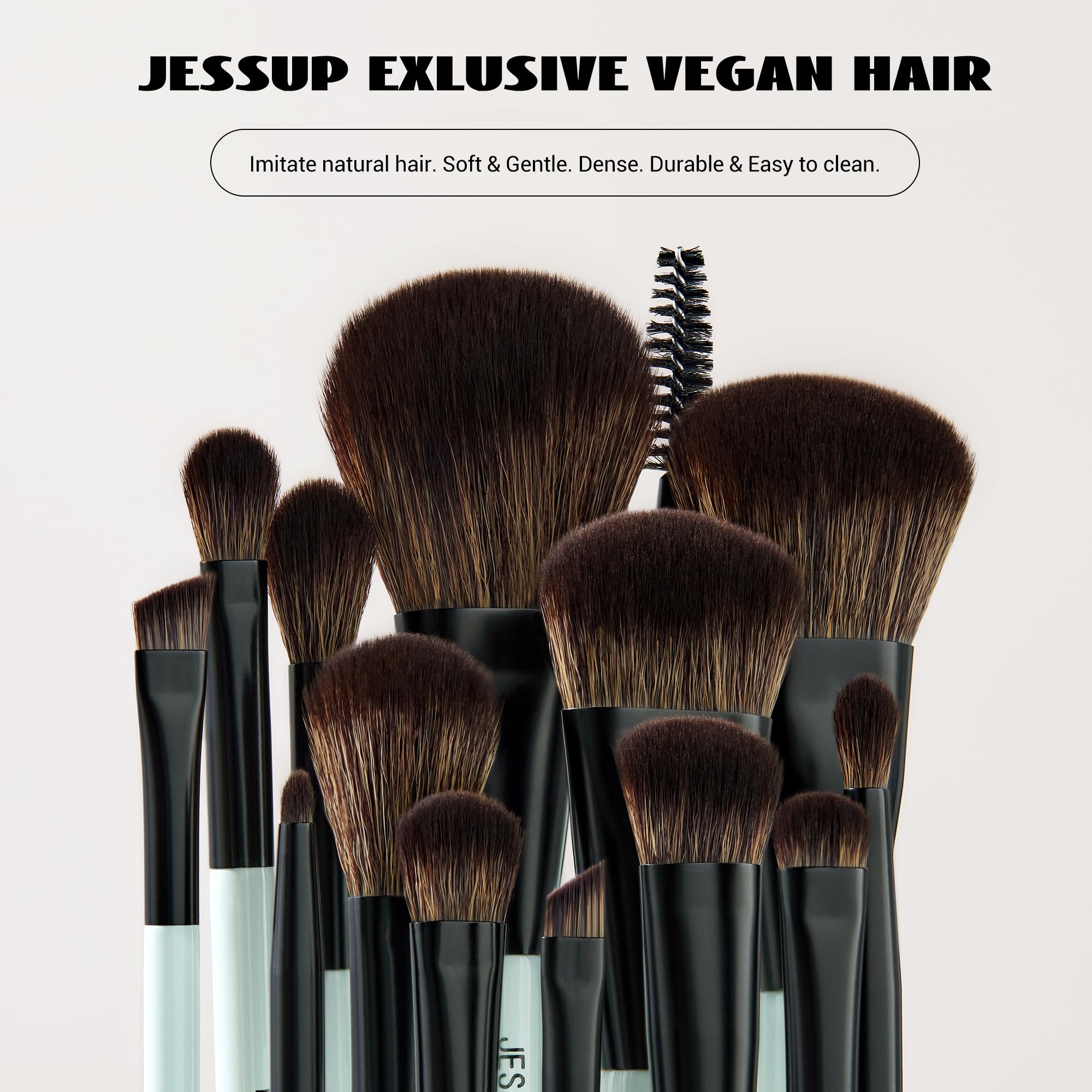 Jessup Makeup Brushes Set 10Pcs, Double Sided Foundation Contour Blush Highlight Blending Eyebrow Brush Eyeshadow Eyeliner Conce