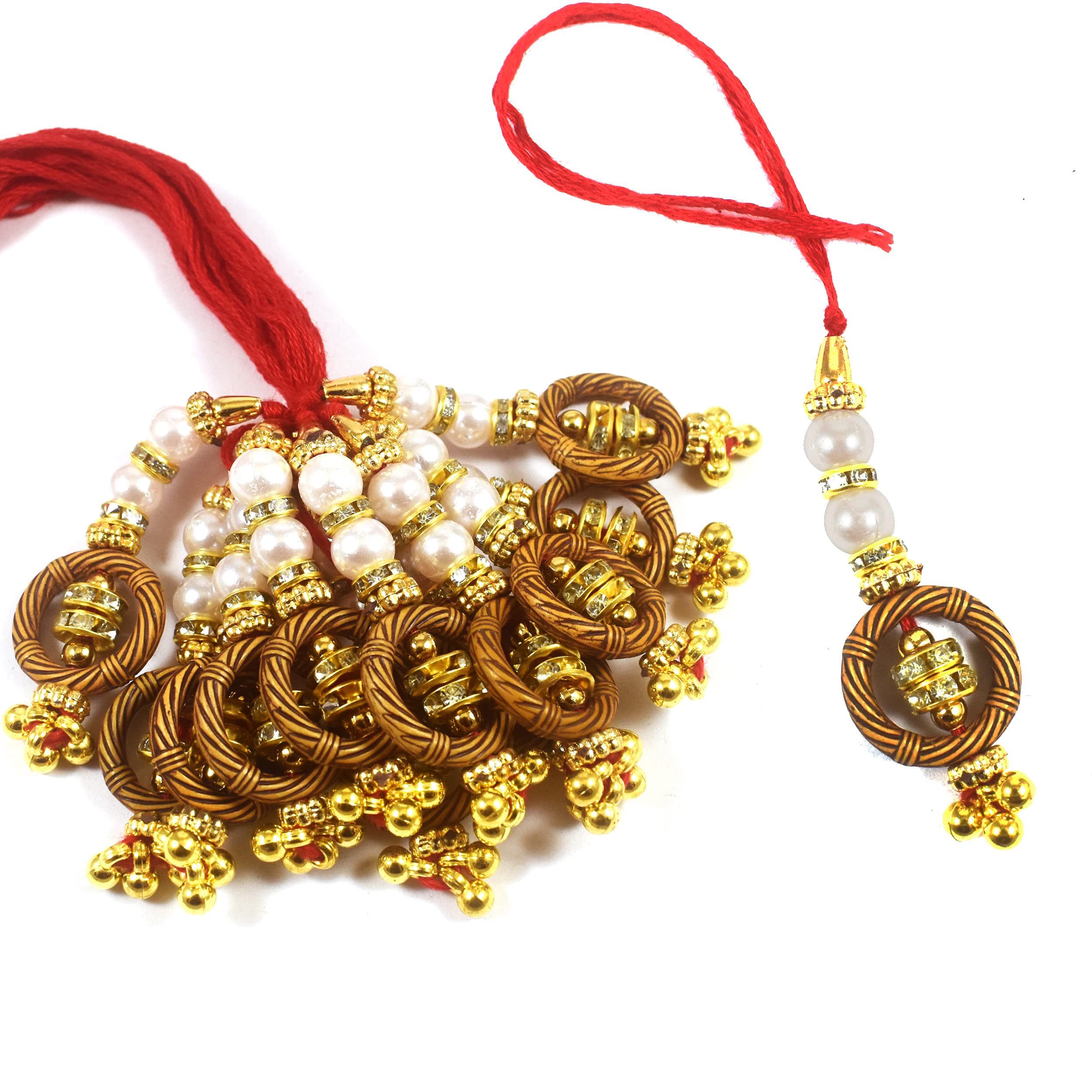Urvi Creations Set Of 12 Pcs Latest Beaded Bhabhi Bangle Chuda Rakhi Lumba Bunch Set For Rakhi Rakshabandhan Gift Fancy Latest R