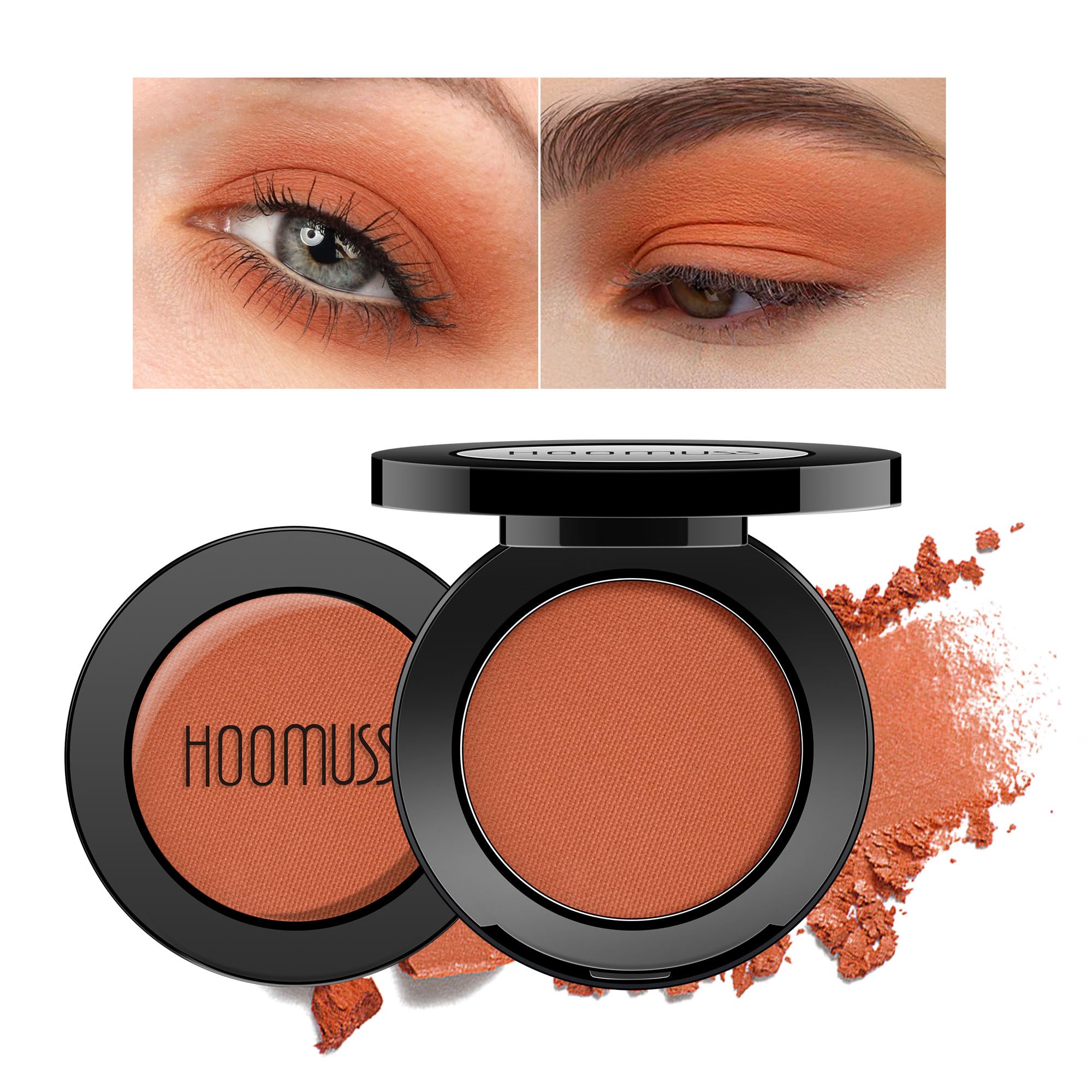 HOOMUSS Single Coral Eyeshadow Matte, Handmade Pressed Eyeshadow Palette, Long Lasting With No Creasing, Intense Color Pigmented