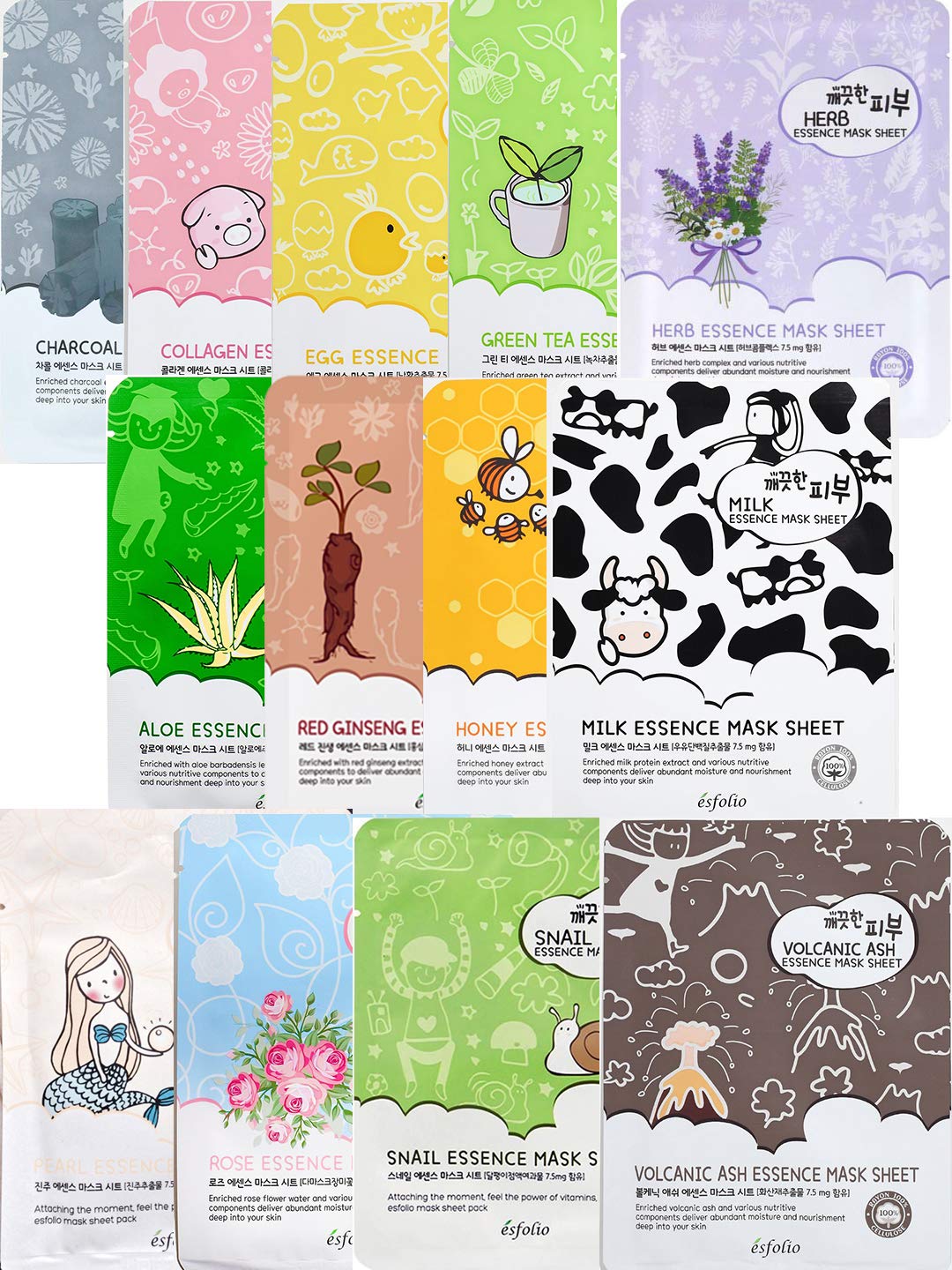 Esfolio Pure Skin Essence Facial Mask Sheet Made In Korea Choose from Different Variety [Customize Your Choice] - 10 Pack