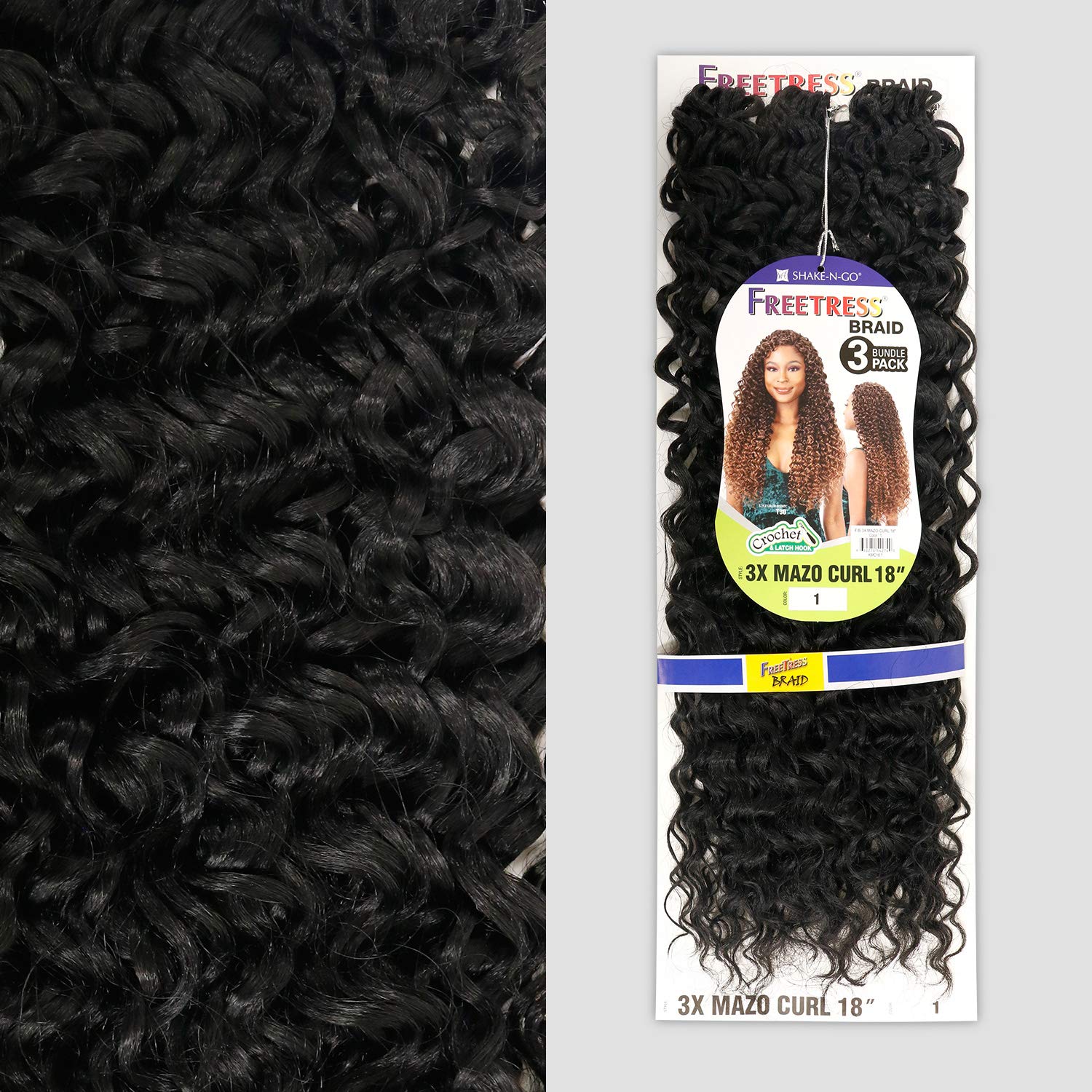FREETRESS SYNTHETIC CROCHET BRAID 3X MAZO CURL 18 (1B)