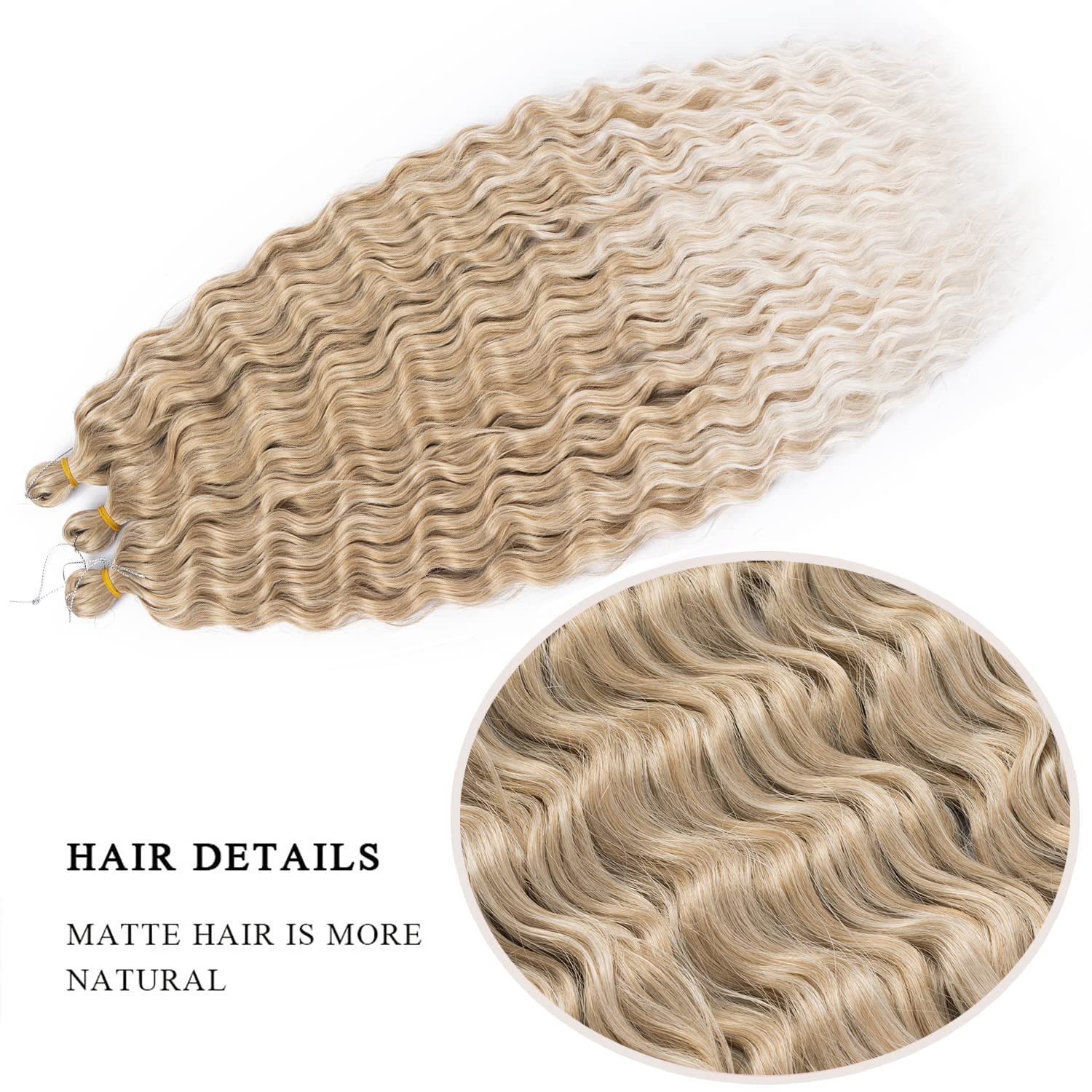 Maysa Blonde Curly Braiding Crochet Hair 30inch 6Packs Deep Wave Crochet Hair Wavy Synthetic Crochet Hair for Women #18/56c Blon