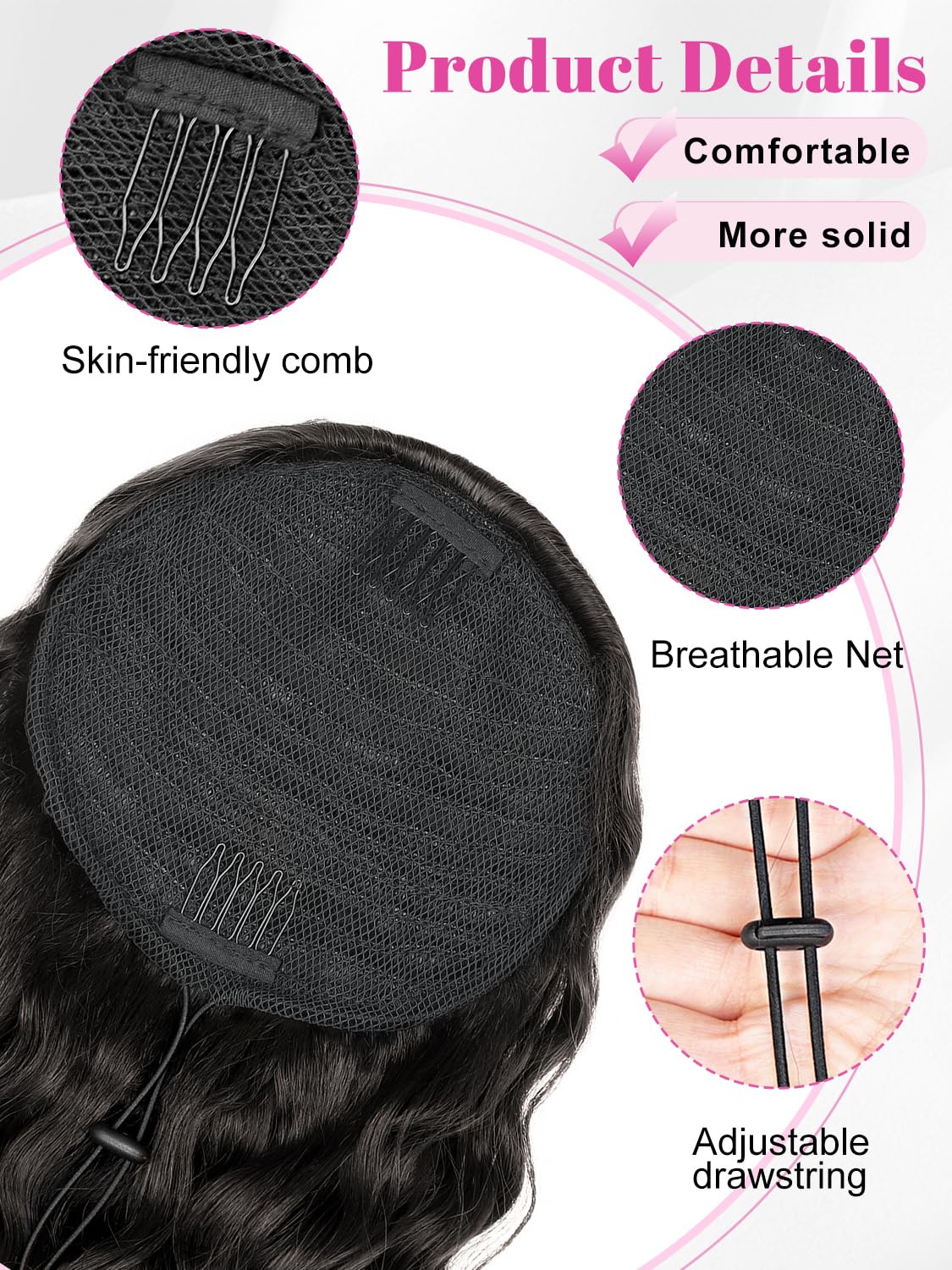 Alxnan Wavy Curly Ponytail Extension, 26 Inch Black Brown Drawstring Ponytail For Black Women Short Soft Natural Synthetic Hairp