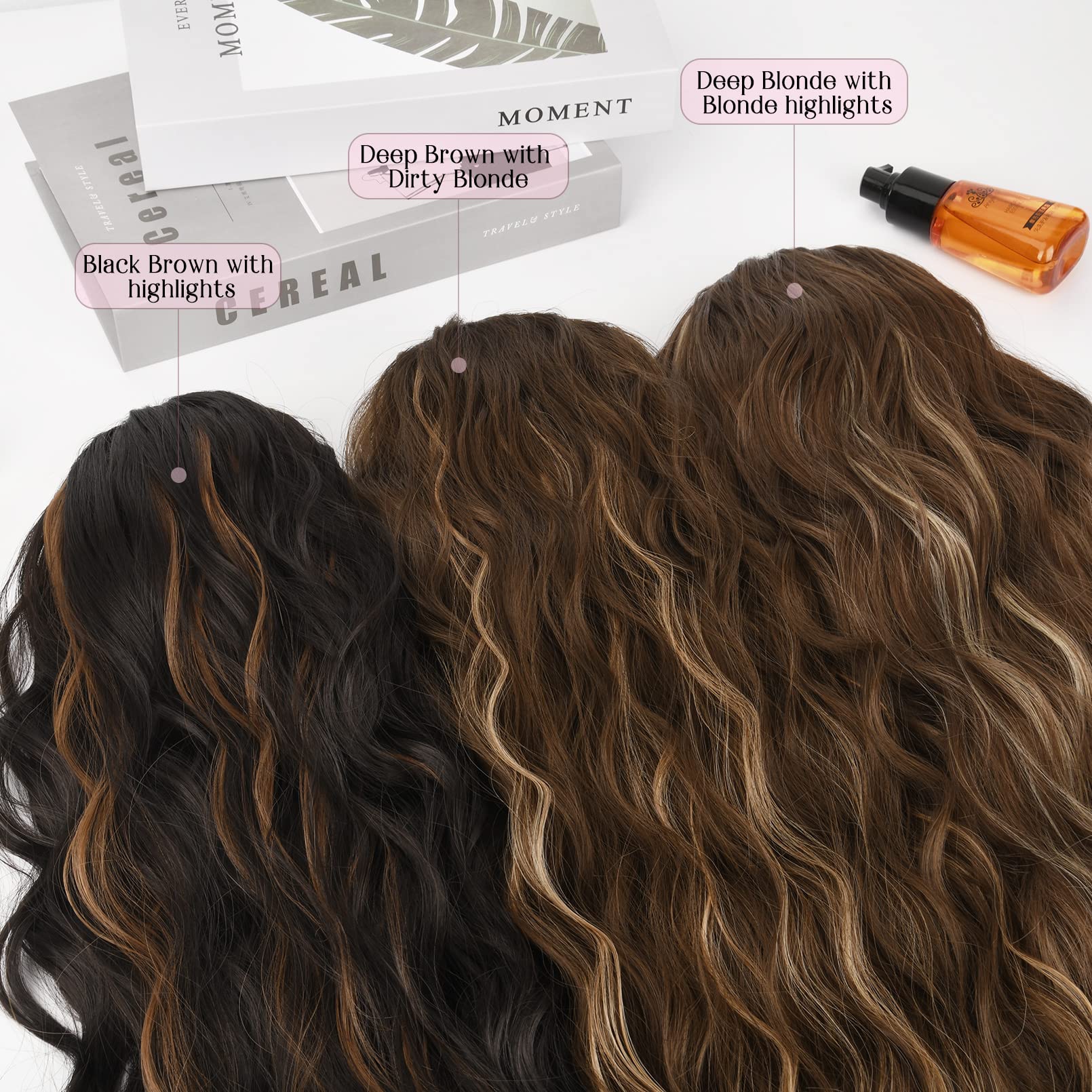Hoojih Ponytail Extension, Drawstring Ponytail Hair Extensions 26 Inch Long Curly Wavy Ponytail Natural Wavy Synthetic Hairpiece