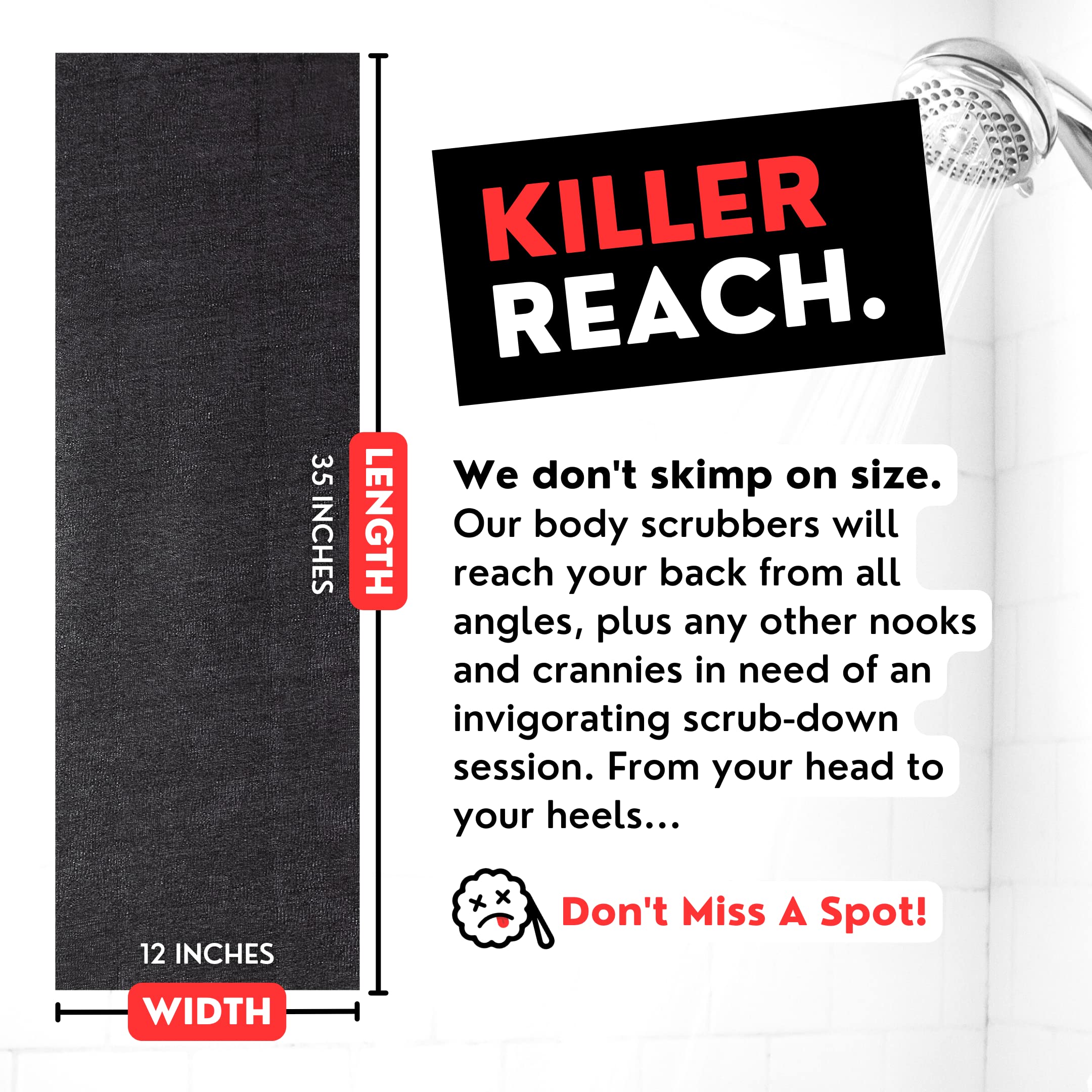 Extra Rough Exfoliating Washcloth - Extreme Body & Back Scrubber For Shower, Extra Long, Hygienic Exfoliator Wash Cloth, Men Or