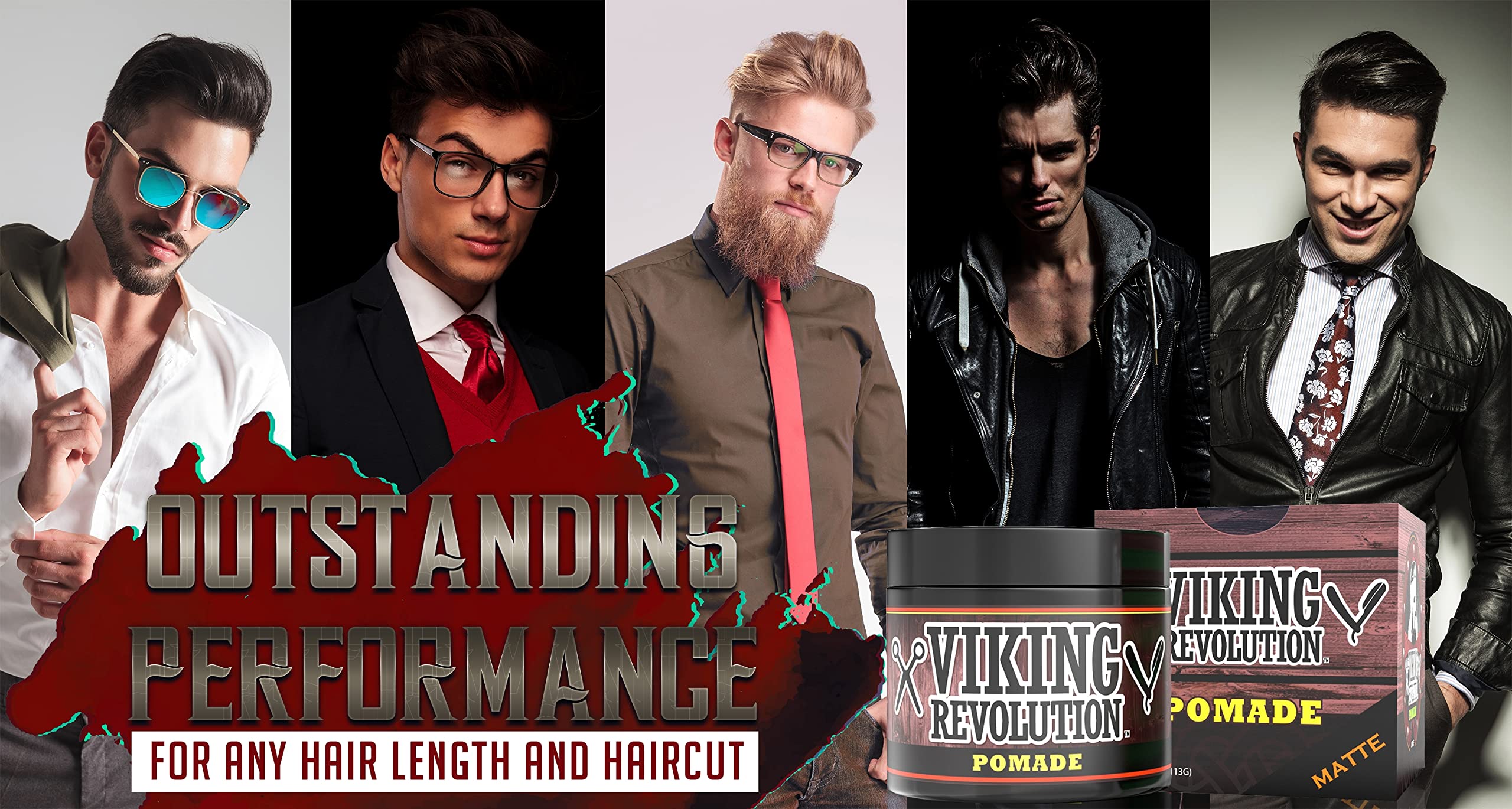 Viking Revolution Hair Pomade For Men (New Formula) - Medium Hold And Matte Shine Free For Classic Look 4Oz - Water Based & Easy
