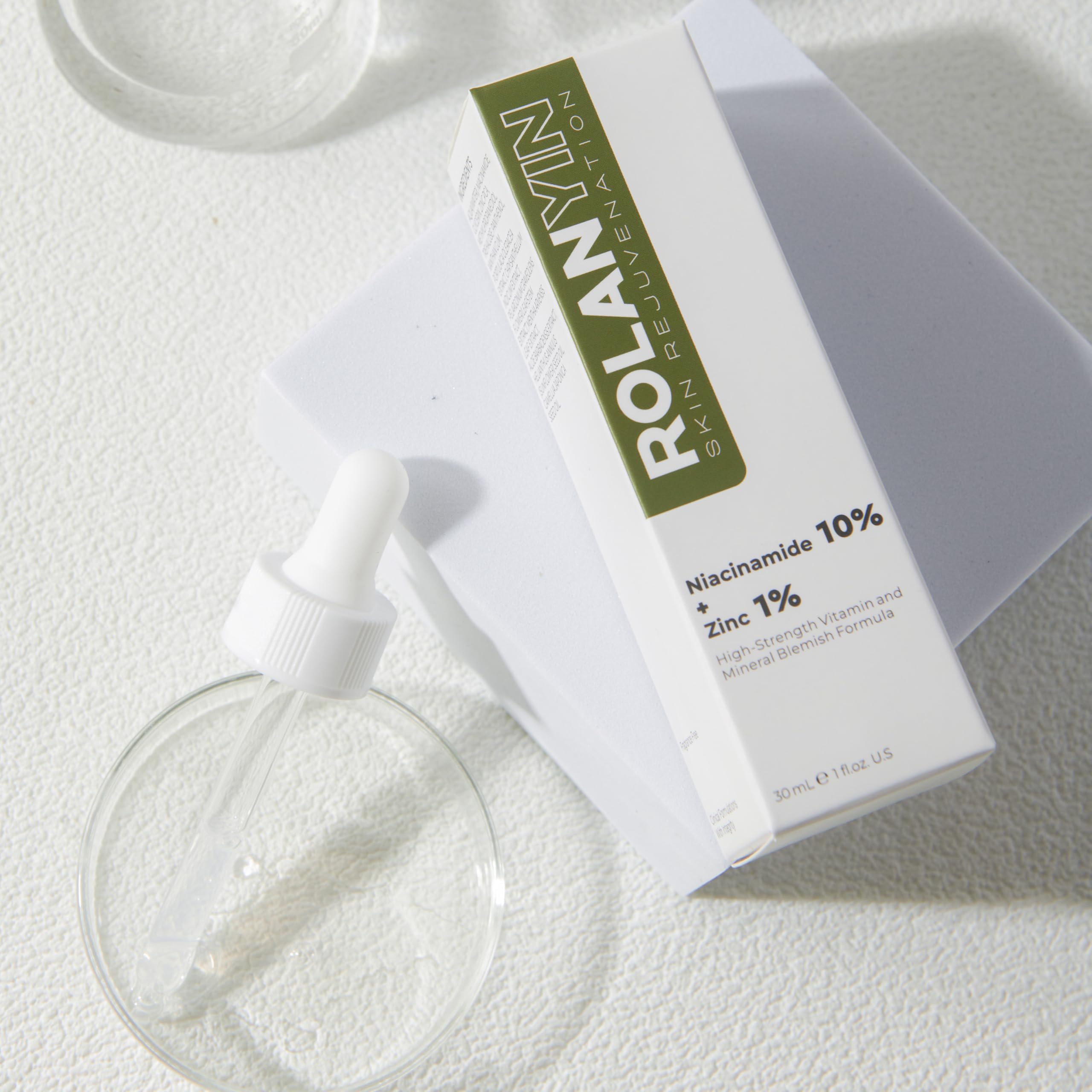 Rolanyin Niacinamide 10% + Zinc 1% Facial Serum For Oil Control And Pore Minimizing Blemish Treatment Hydrating Soothing Anti Ag