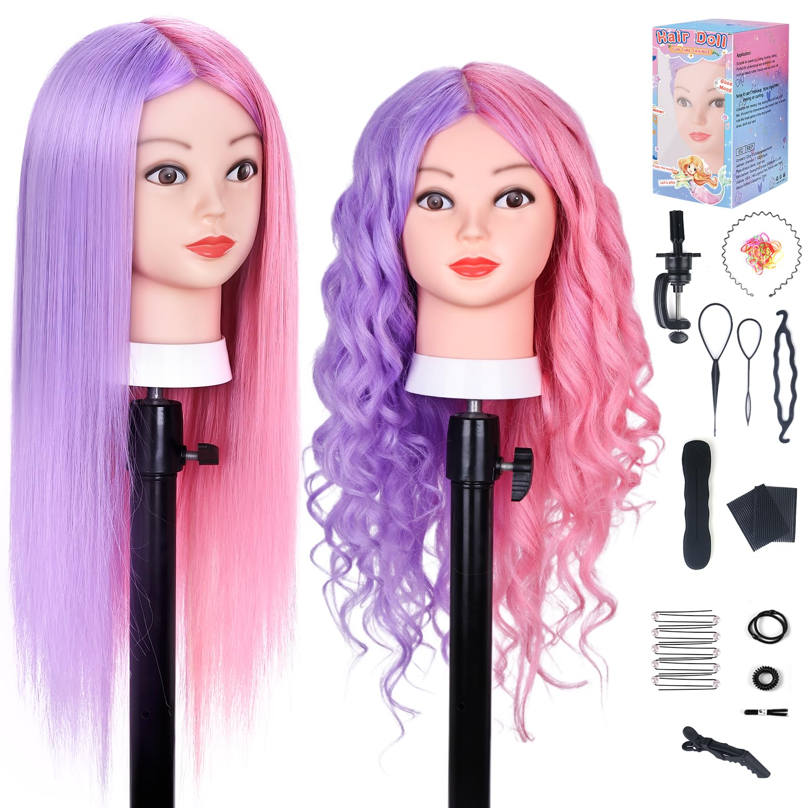 MYSWEETY Mannequin Head with Hair, Doll Head for Hair Styling, 26'' Manikin head with 70% Real Human Hair Cosmetology Makeup Hai