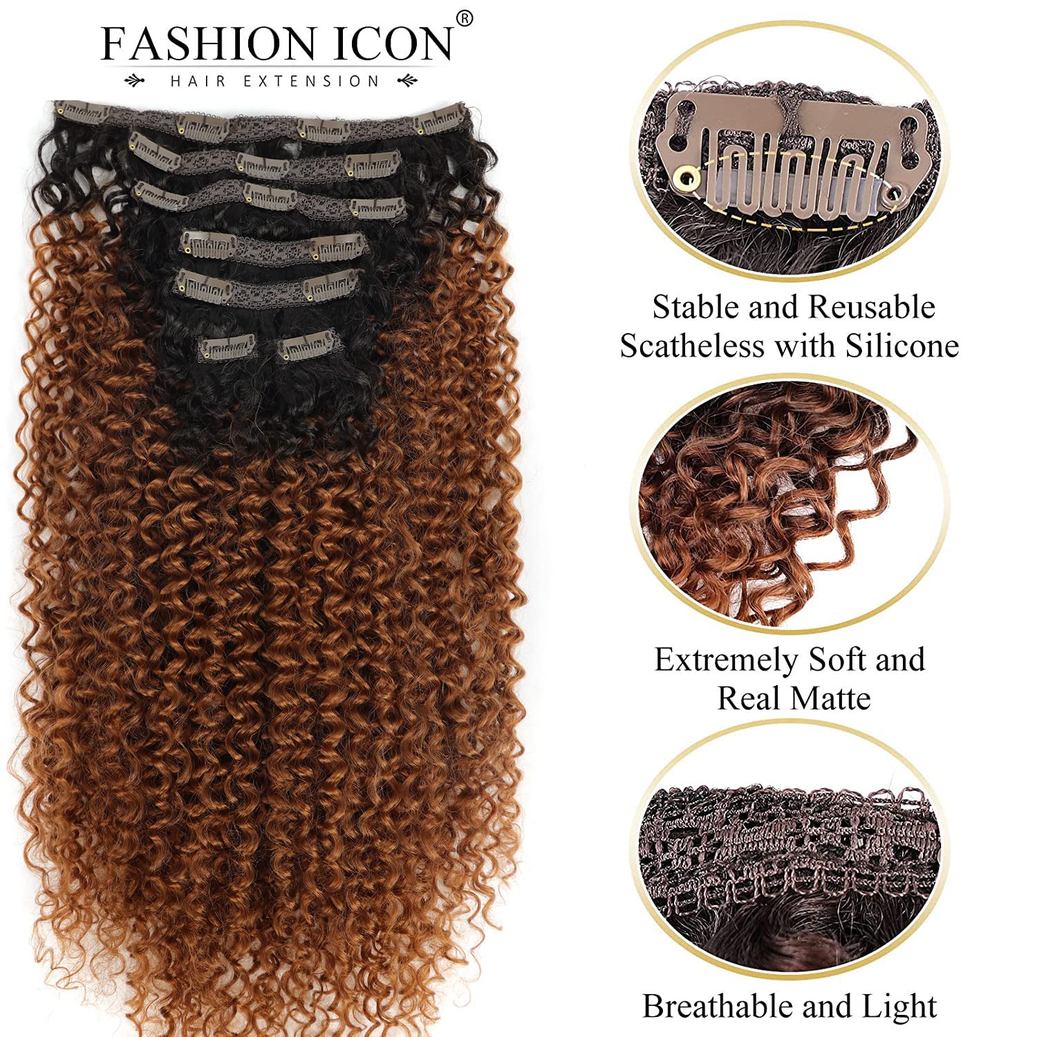 Curly Clip In Hair Extensions Clips In-Human Hair Feelings Natural Black Medium Auburn Curly Hair Extensions For Black Women Jer