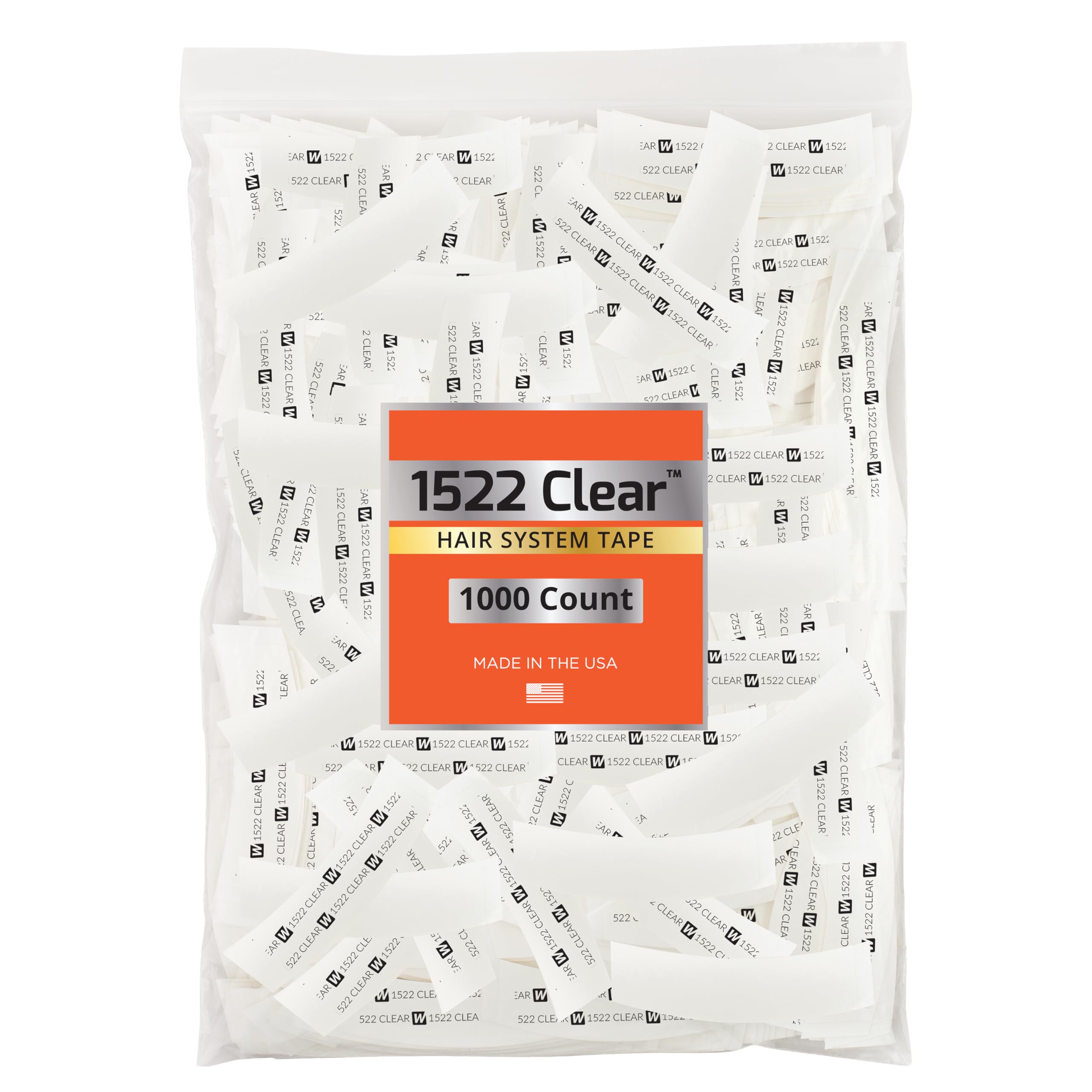 Walker Tape 1522 Clear C Contour 1000 Pieces for Wig Installs, Lace Systems, Toupee Applications, Hair Tape Prep and Adhesive St