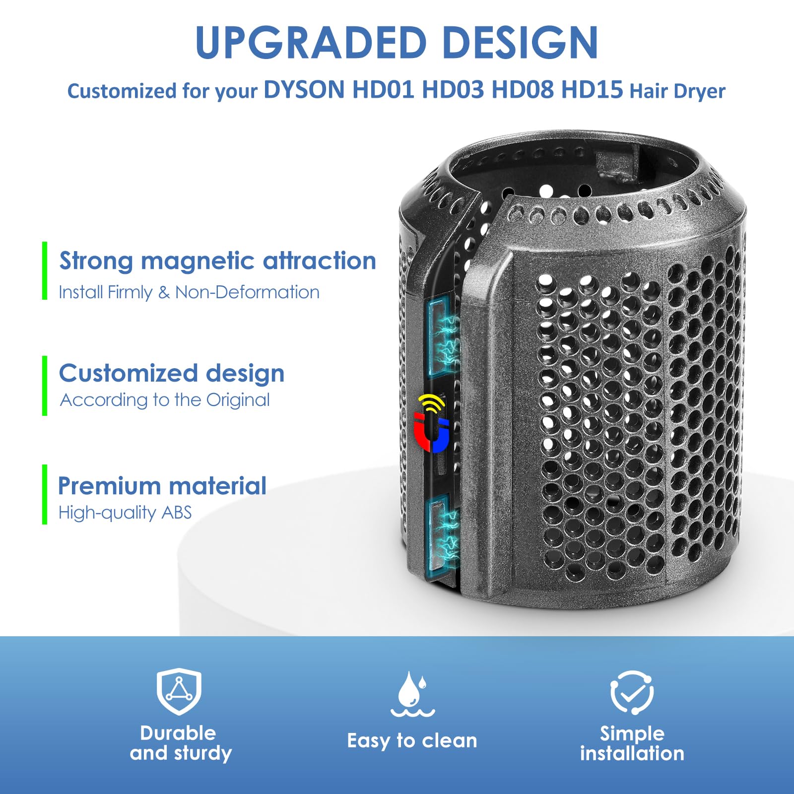 Magnetic Hair Dryer Filter Cover Replacement For Dyson Supersonic Hd01 Hd03 Hd08 Hd15 Hair Dryer Attachment, Hair Dryer Outer Fi