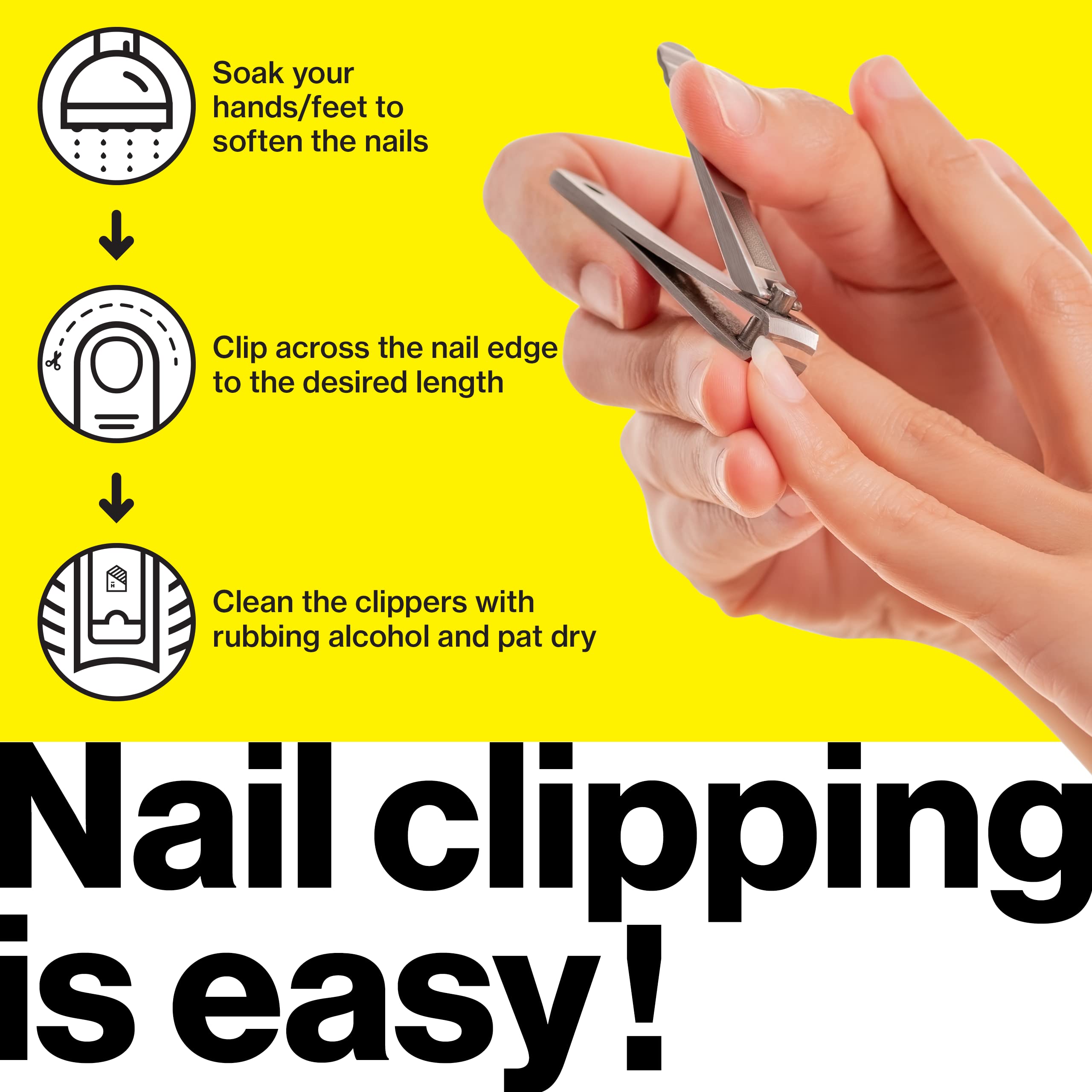 Harperton Nail Clippers Set - Ultra Sharp Stainless Steel Fingernail & Toenail Clippers, 2 Piece Set, Silver, Model HAR-003